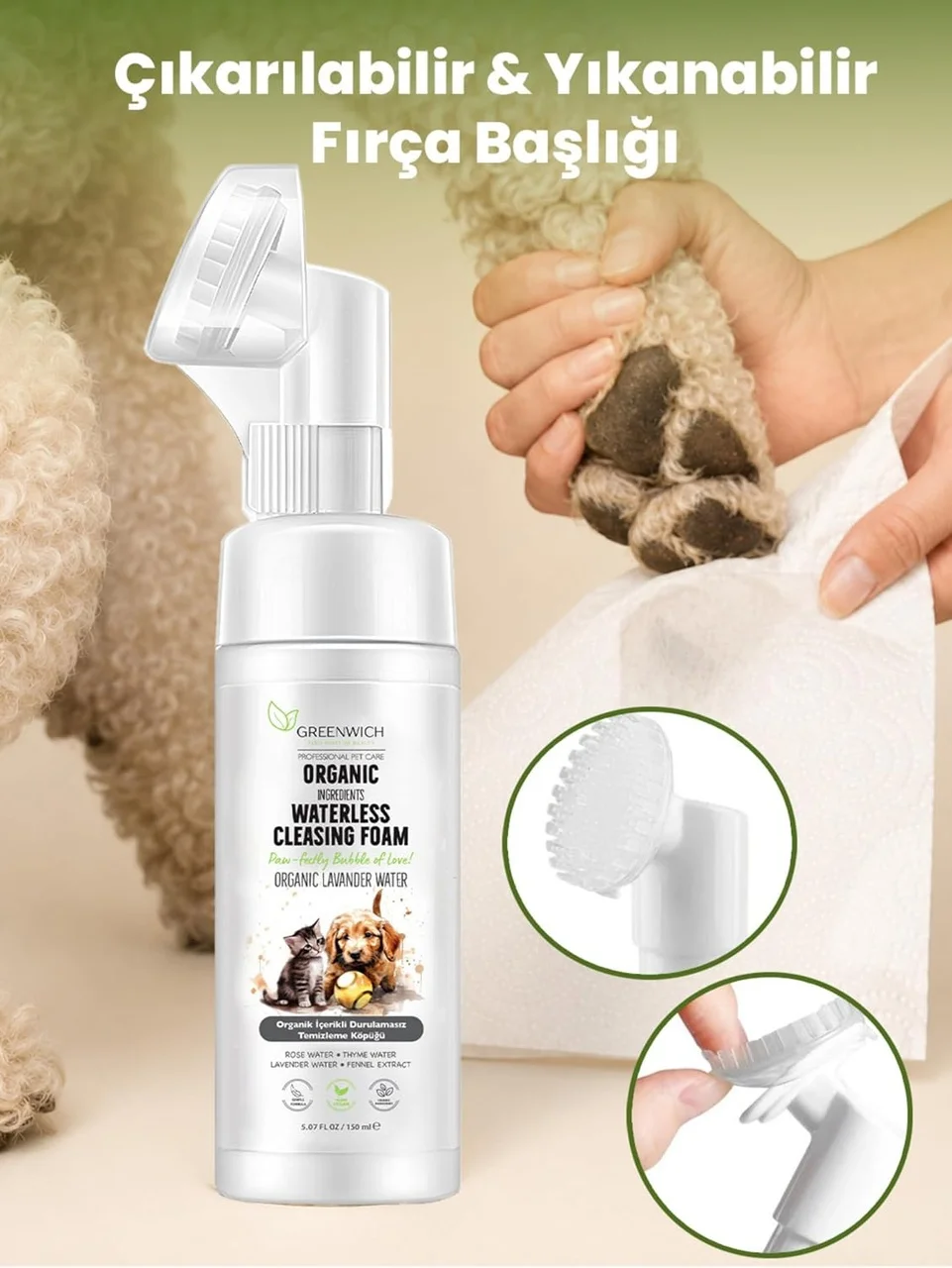 Lexroo Kedi Ve Köpek Pati Temizleme Köpüğü 150 Ml Durulama Gerektirmeyen Vegan Temizleme Köpüğü Lexroo Kedi Ve Köpek Pati Temizleme Köpüğü 150 Ml Durulama Gerektirmeyen Vegan Temizleme Köpüğü