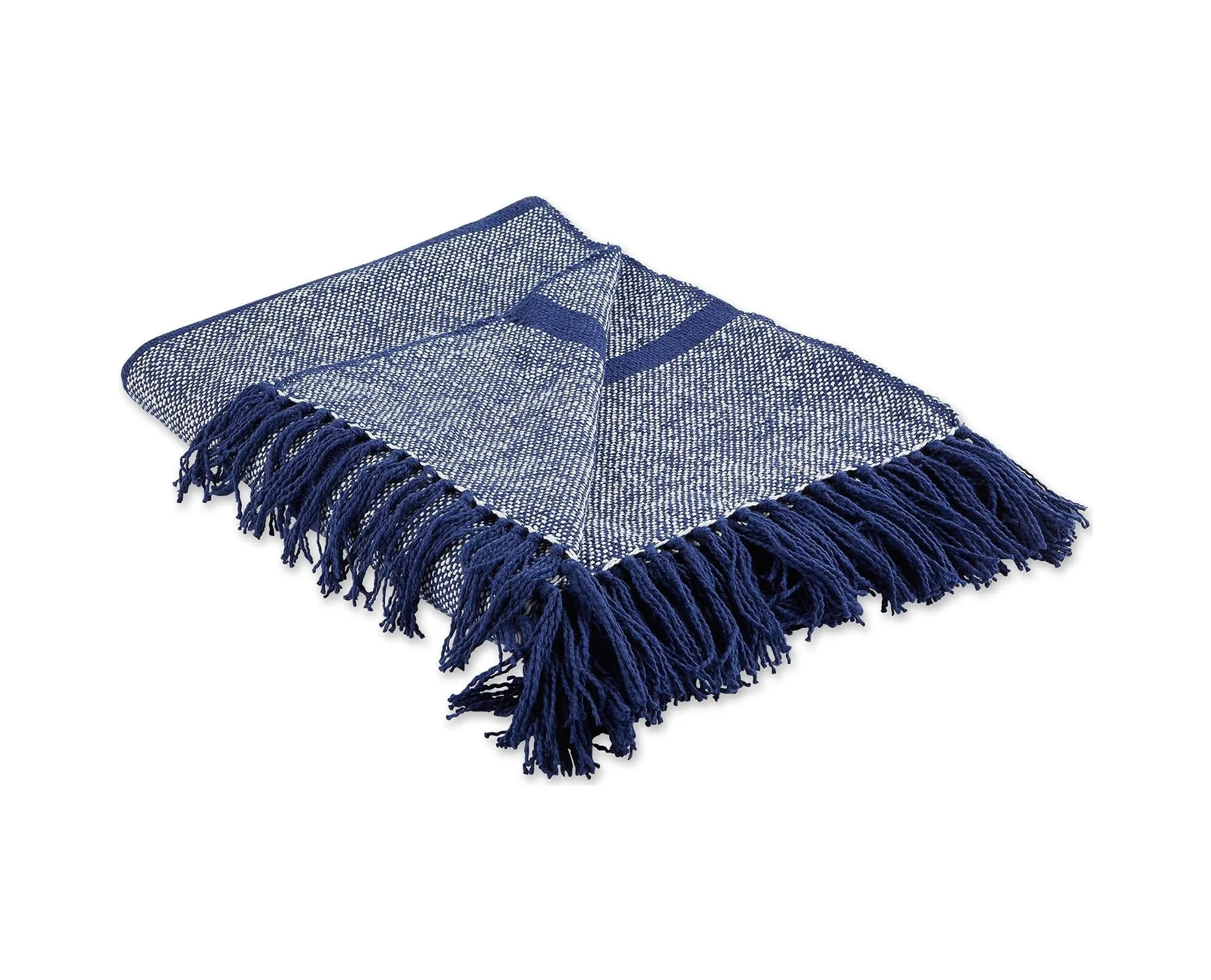 Lexroo Lacivert Çizgili Homespun Örtü, 50x60 6,35 Cm Püsküllü Lexroo Lacivert Çizgili Homespun Örtü, 50x60 6,35 Cm Püsküllü