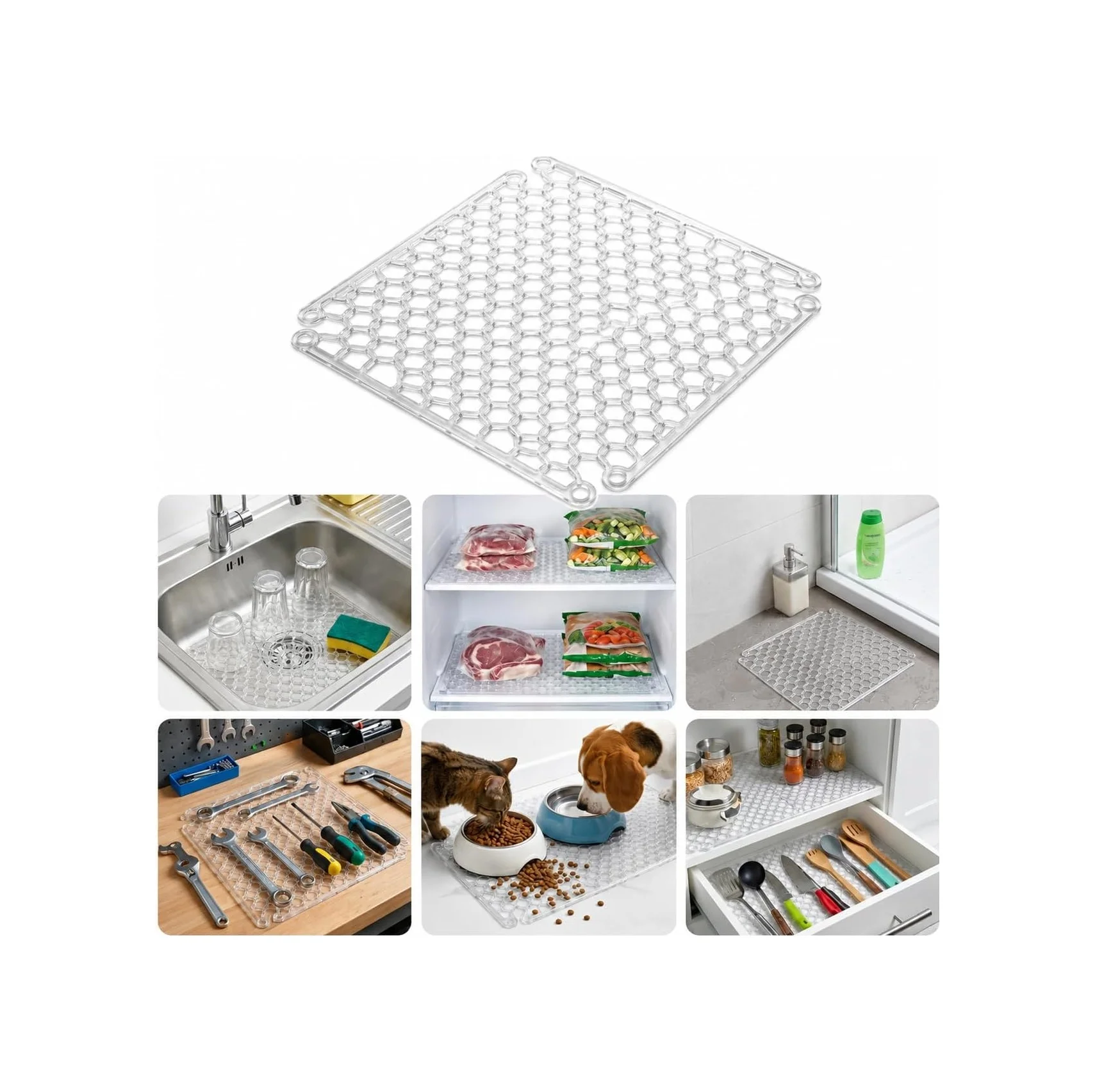 Lexroo Lavabo Kurutma Matı 32x32 Cm, Şeffaf Petek Desenli Buzluk Ve Dondurucu Raf Koruyucu Lexroo Lavabo Kurutma Matı 32x32 Cm, Şeffaf Petek Desenli Buzluk Ve Dondurucu Raf Koruyucu