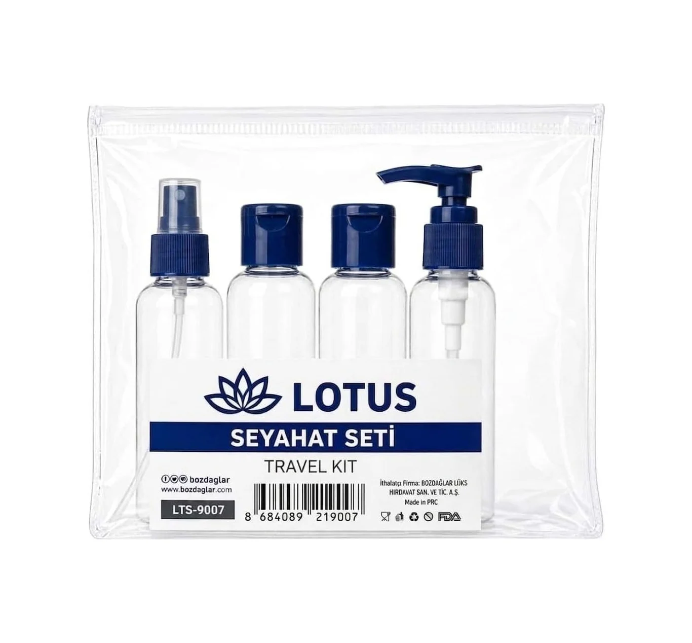 Lexroo Lotus Şeffaf Seyahat Seti, 4 Parça Lacivert Lexroo Lotus Şeffaf Seyahat Seti, 4 Parça Lacivert