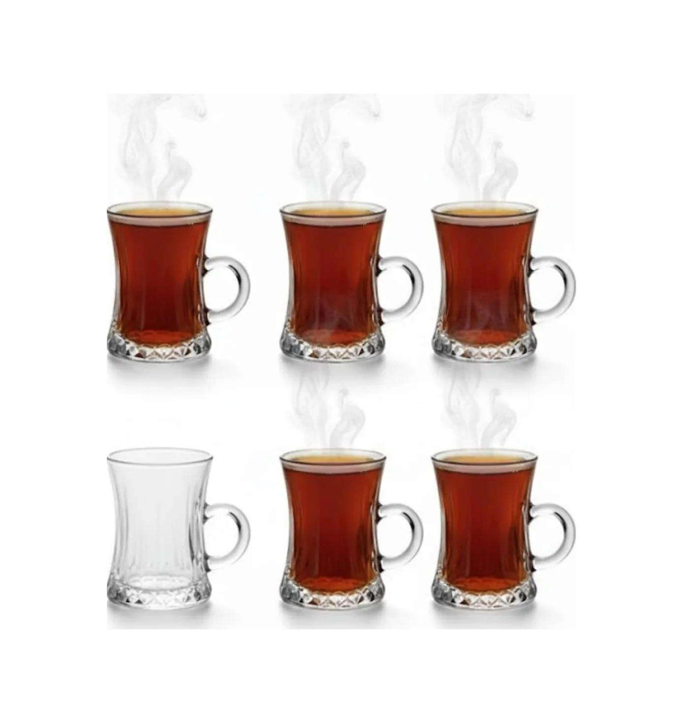 Lexroo Lüks Kulplu Çay Fincanı 6 Adet Kristal Berraklığında Cam Çok Renkli Lexroo Lüks Kulplu Çay Fincanı 6 Adet Kristal Berraklığında Cam Çok Renkli