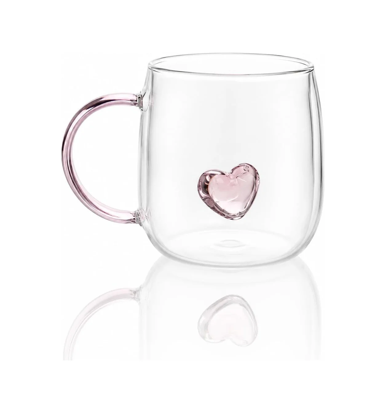 Lexroo Lunessa Pembe Kristal Kalpli Şeffaf Cam Kupa Pembe Kulplu Romantik Dekoratif Bardak Lexroo Lunessa Pembe Kristal Kalpli Şeffaf Cam Kupa Pembe Kulplu Romantik Dekoratif Bardak