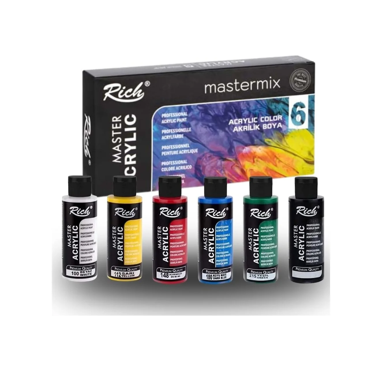 Lexroo Mastermix Profesyonel Akrilik Boya 60cc 6 Ren Çok Renkli Lexroo Mastermix Profesyonel Akrilik Boya 60cc 6 Ren Çok Renkli