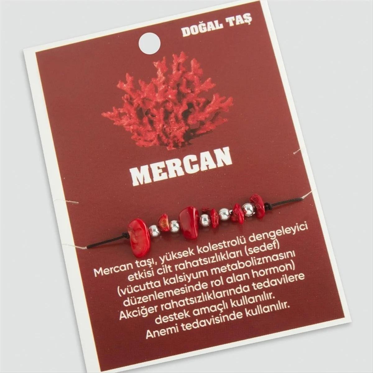 Lexroo Mercan Doğaltaşlı İp Bileklik - Kırmızı Lexroo Mercan Doğaltaşlı İp Bileklik - Kırmızı