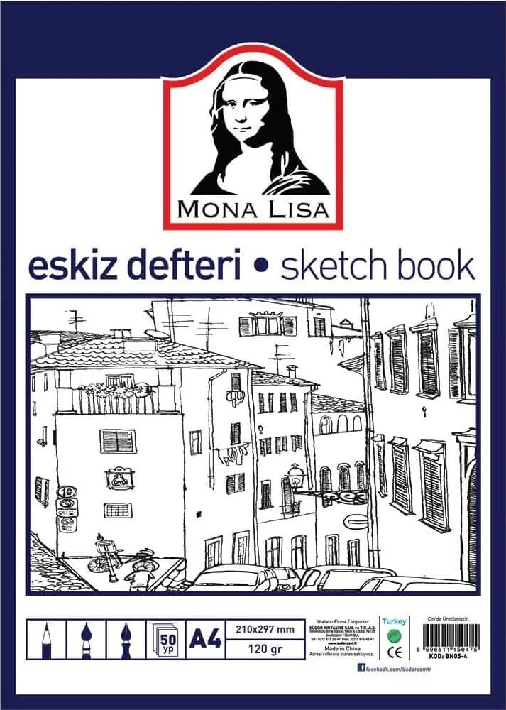 Lexroo Mona Lisa Eskiz Defteri A4 120 Gr 50 Yaprak Bn05-4 Çok Renkli Lexroo Mona Lisa Eskiz Defteri A4 120 Gr 50 Yaprak Bn05-4 Çok Renkli