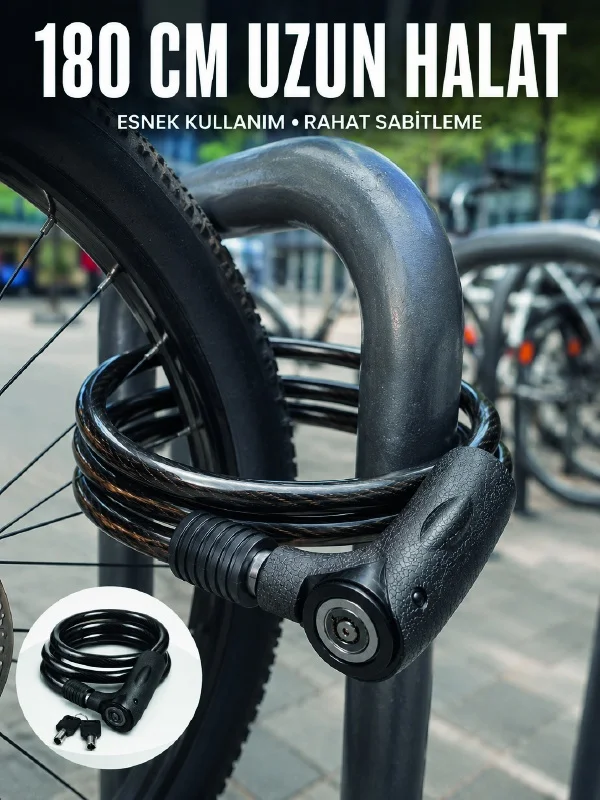 Lexroo Motosiklet, Bisiklet Ve Elektrikli Scooter İçin Ağır Hizmet Tipi Çelik Halat Kilidi Çok Renkli Lexroo Motosiklet, Bisiklet Ve Elektrikli Scooter İçin Ağır Hizmet Tipi Çelik Halat Kilidi Çok Renkli