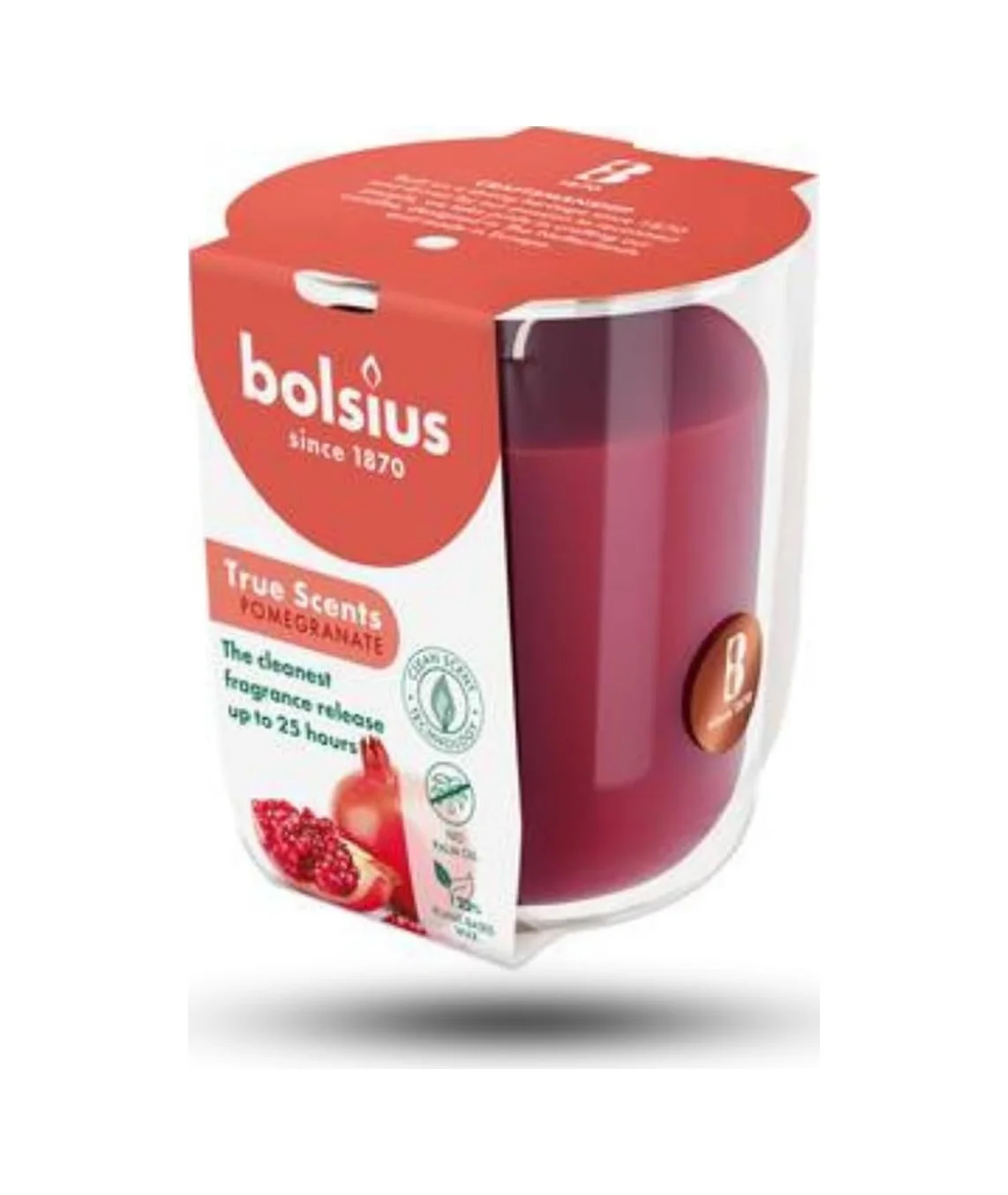 Lexroo Nar Kokulu Bardakta Mum - 25 Saat Yanma Süresi - Kırmızı Renkte - 80mm/73mm Lexroo Nar Kokulu Bardakta Mum - 25 Saat Yanma Süresi - Kırmızı Renkte - 80mm/73mm
