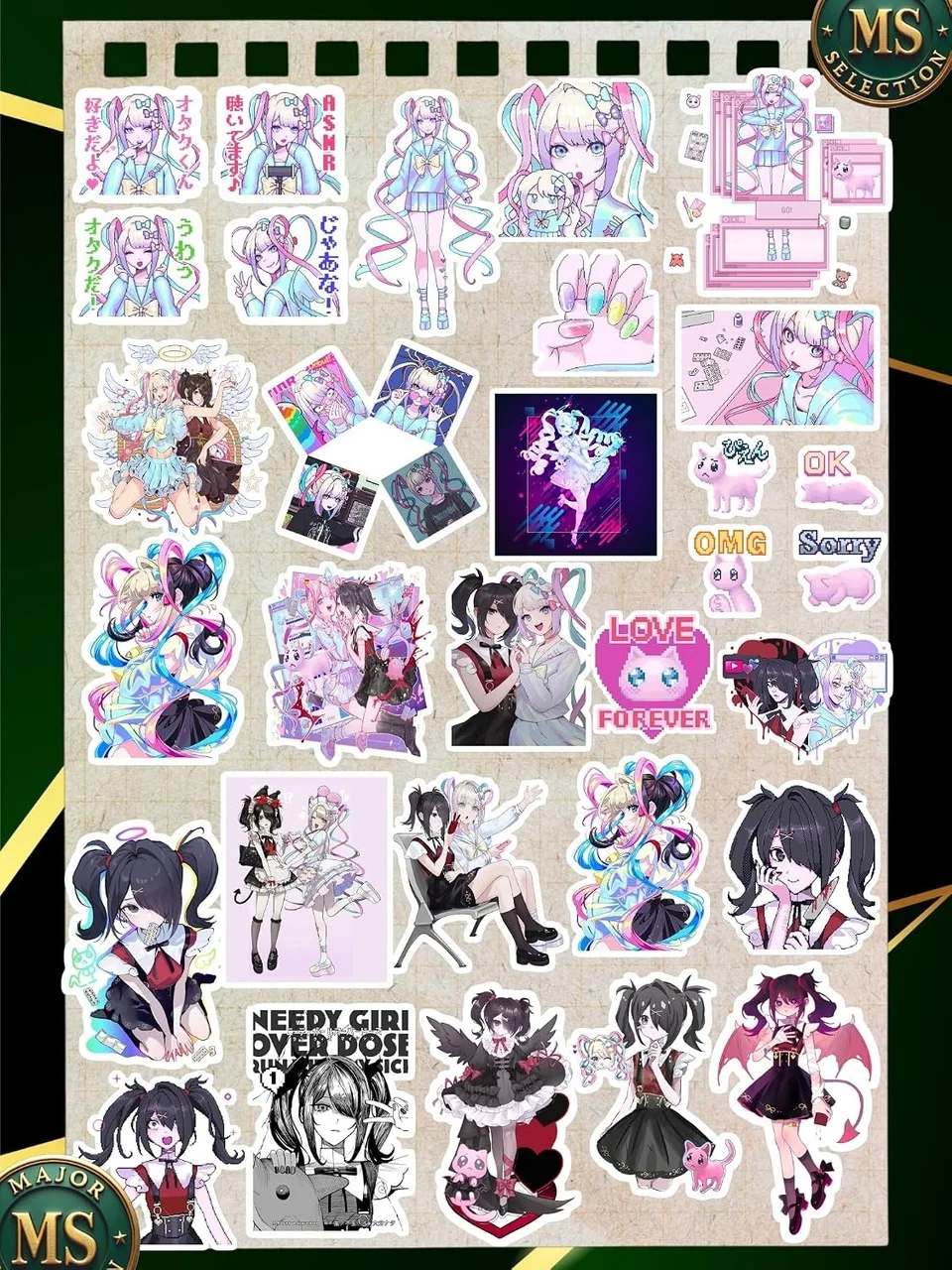 Lexroo Needy Streamer Overload Ame-chan X Kangel Sticker Set, 25 Pieces, Waterproof, A5 Sheet Çok Renkli Lexroo Needy Streamer Overload Ame-chan X Kangel Sticker Set, 25 Pieces, Waterproof, A5 Sheet Çok Renkli