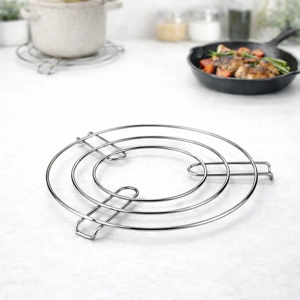 Lexroo Paslanmaz Çelik Yuvarlak Metal Nihale, Isıya Dayanıklı Tencere, Çaydanlık Ve Tava Altlığı Lexroo Paslanmaz Çelik Yuvarlak Metal Nihale, Isıya Dayanıklı Tencere, Çaydanlık Ve Tava Altlığı