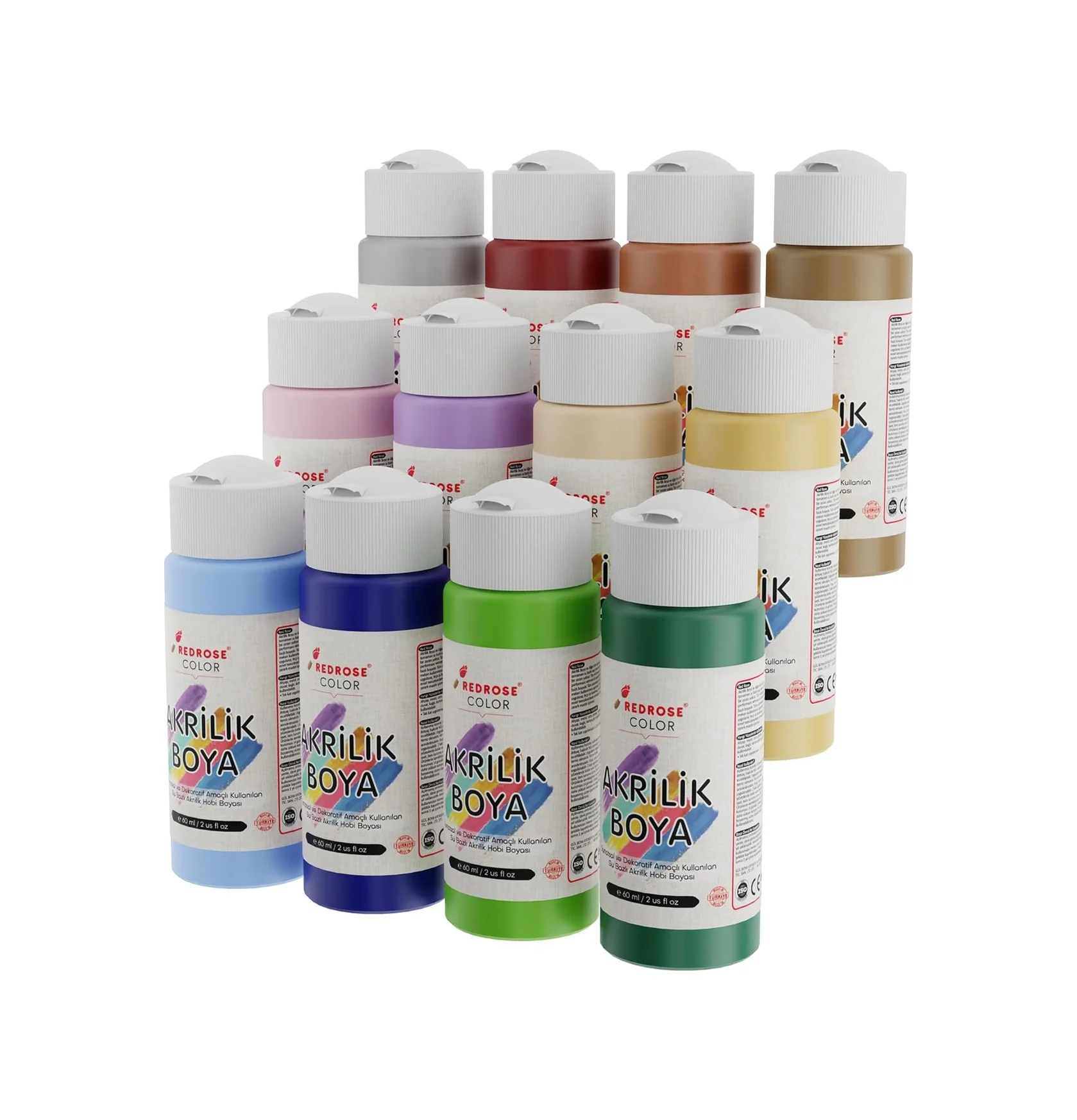 Lexroo Pastel Renkler Akrilik Boya 12'li Set 12x60 Ml Lexroo Pastel Renkler Akrilik Boya 12'li Set 12x60 Ml