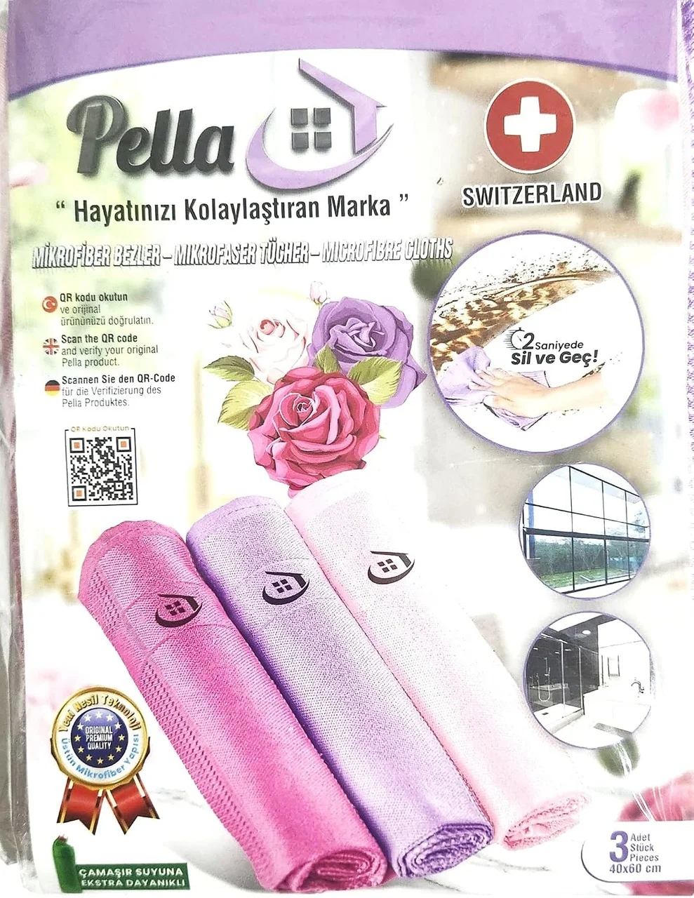 Lexroo Pella- Orijinal Pella- Mikrofiber Temizlik Bezi 3'lü Paket Lila,pembe,koyu Pembe Lexroo Pella- Orijinal Pella- Mikrofiber Temizlik Bezi 3'lü Paket Lila,pembe,koyu Pembe