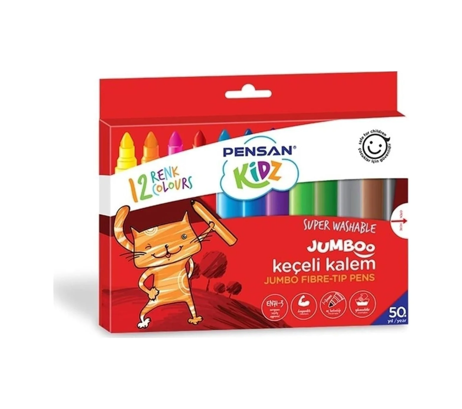 Lexroo Pensan Kidz Jumboo 12 Renk Jumbo Keçeli Kalem Lexroo Pensan Kidz Jumboo 12 Renk Jumbo Keçeli Kalem