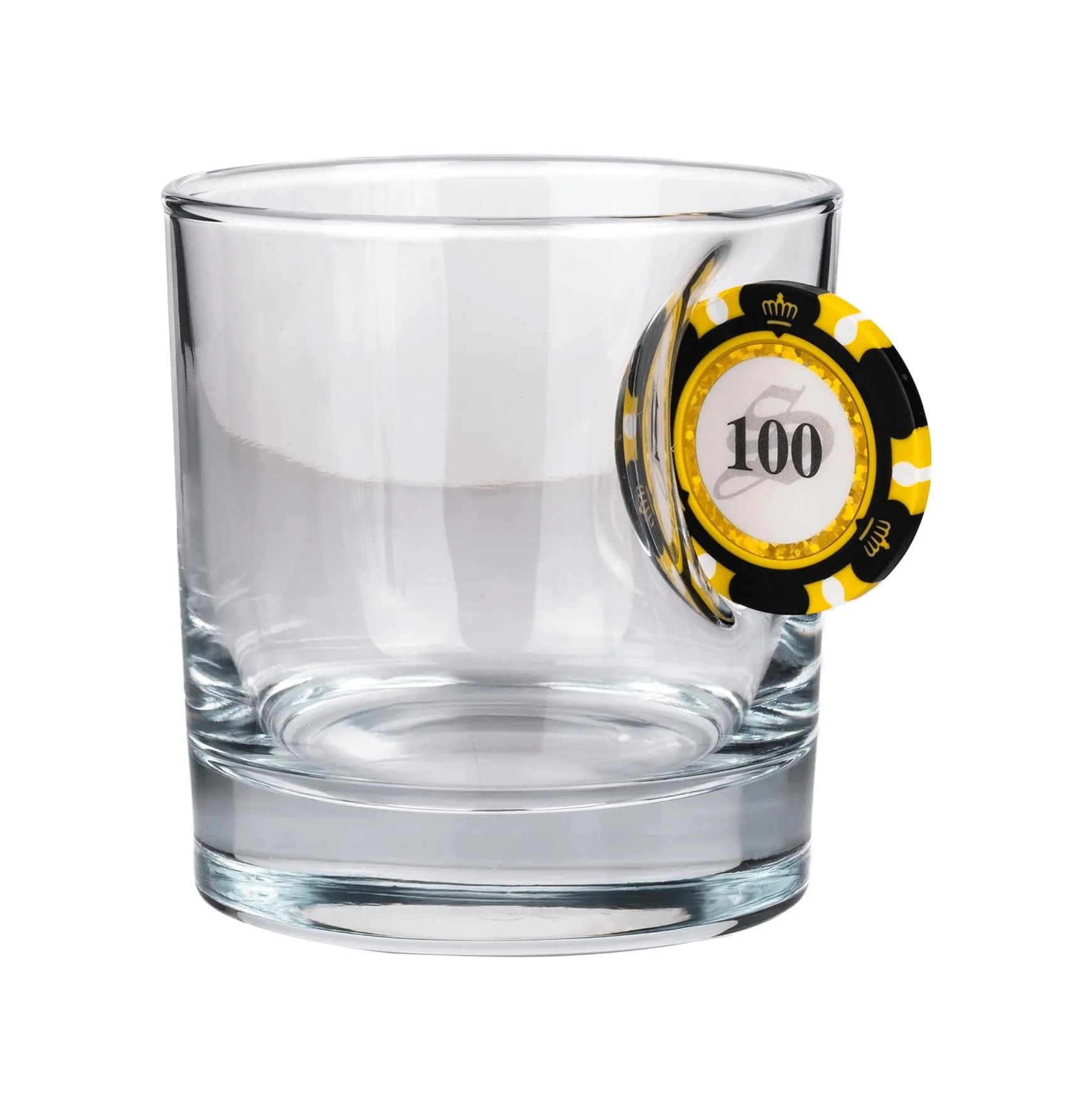 Lexroo Poker Çip Tasarımlı Viski Bardağı, 300cc, Şeffaf Cam Lexroo Poker Çip Tasarımlı Viski Bardağı, 300cc, Şeffaf Cam