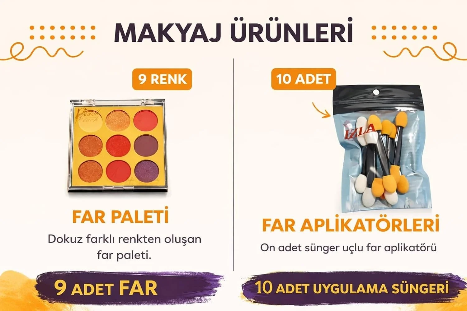 Lexroo Profesyonel 9 Renk Far Paleti Ve 10 Adet Çift Taraflı Sünger Aplikatör Seti,mat Lexroo Profesyonel 9 Renk Far Paleti Ve 10 Adet Çift Taraflı Sünger Aplikatör Seti,mat