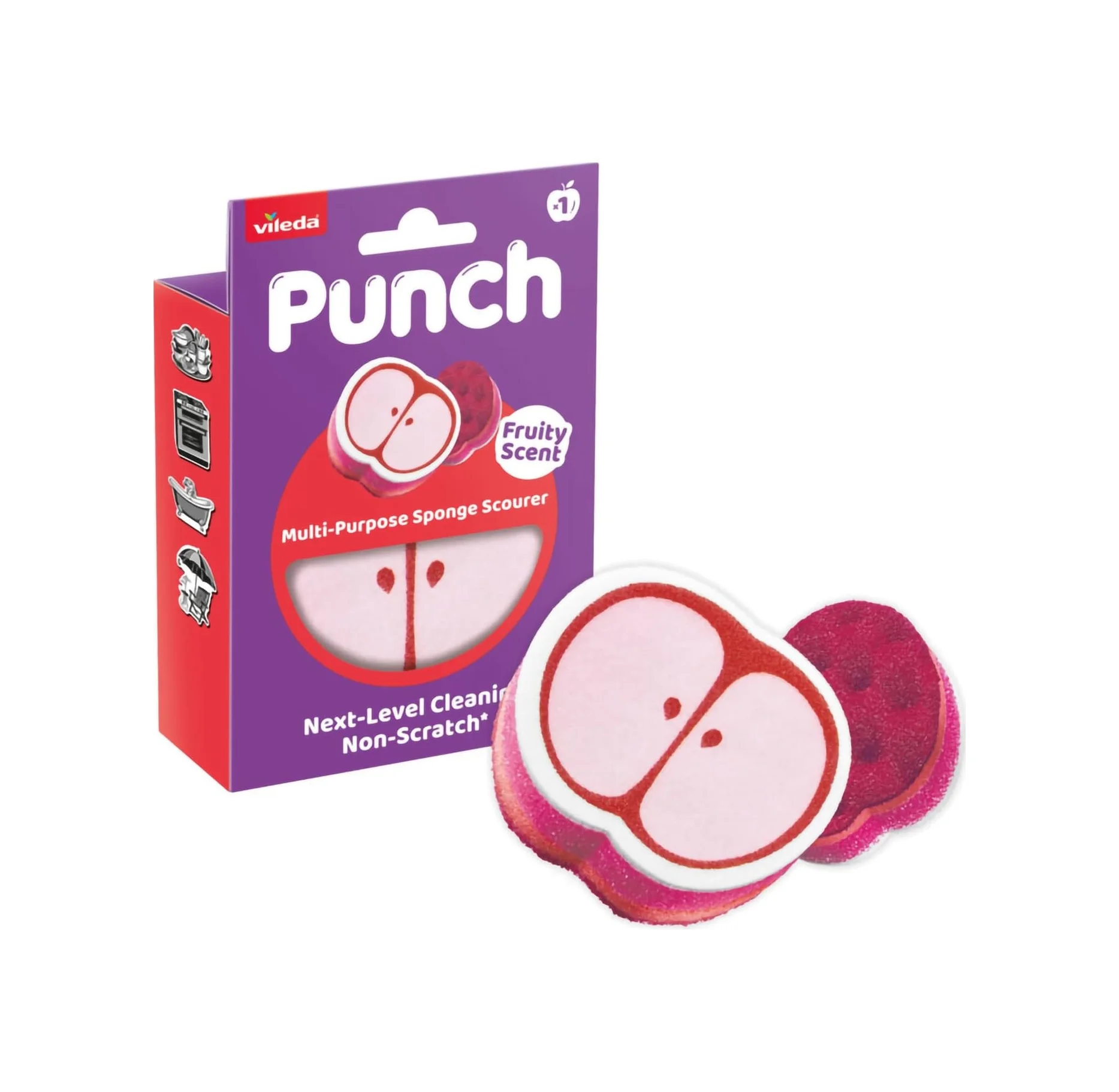 Lexroo Punch Elma Kokulu Çizmez Sünger, Çok Yönlü, Mutfak, Banyo, Dış Mekan Kullanımına Uygun Lexroo Punch Elma Kokulu Çizmez Sünger, Çok Yönlü, Mutfak, Banyo, Dış Mekan Kullanımına Uygun