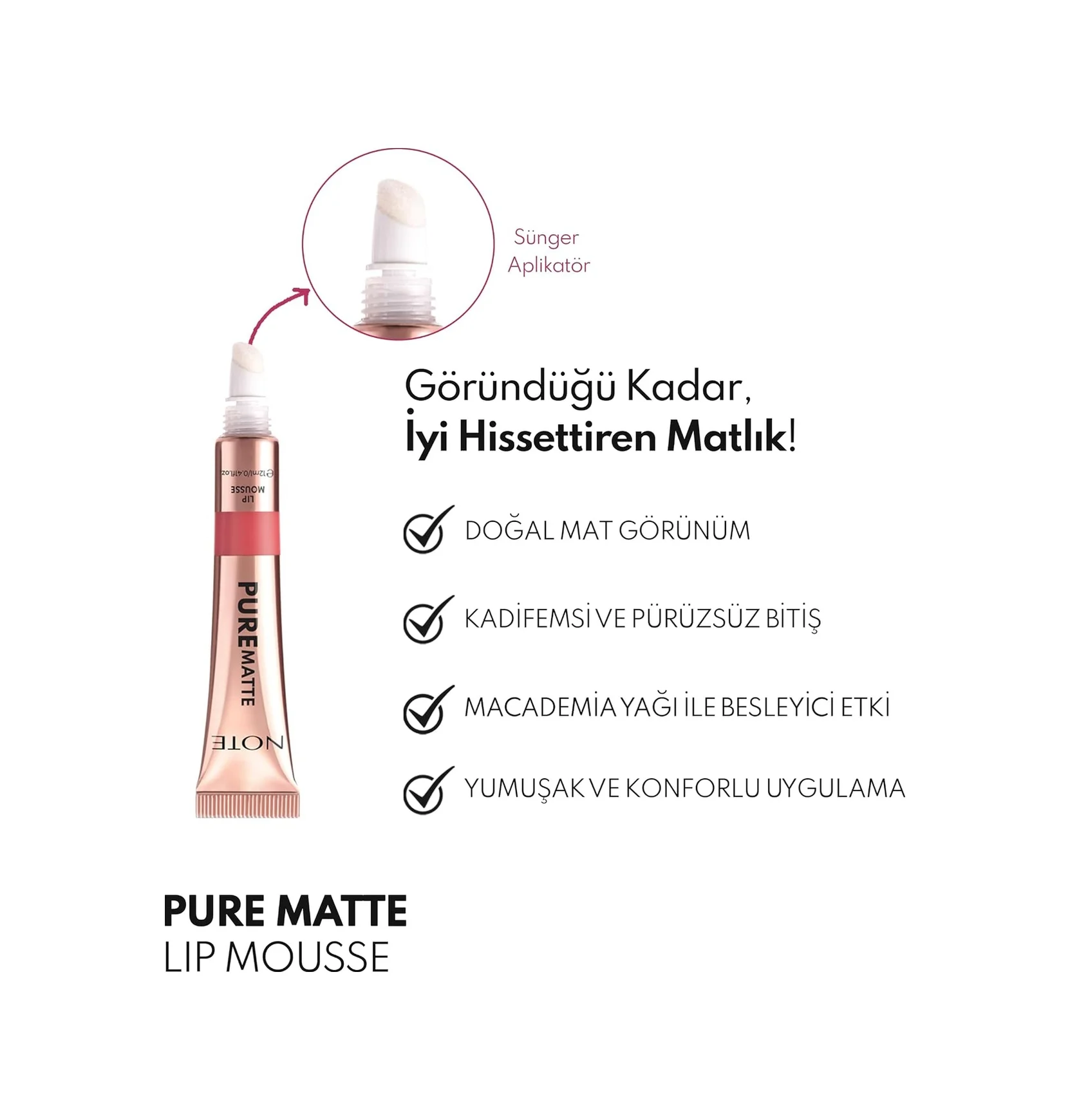 Lexroo Pure Matte Lip Mousse 40 Rosewood Kadifemsi Mat Likit Ruj - Pembe Lexroo Pure Matte Lip Mousse 40 Rosewood Kadifemsi Mat Likit Ruj - Pembe
