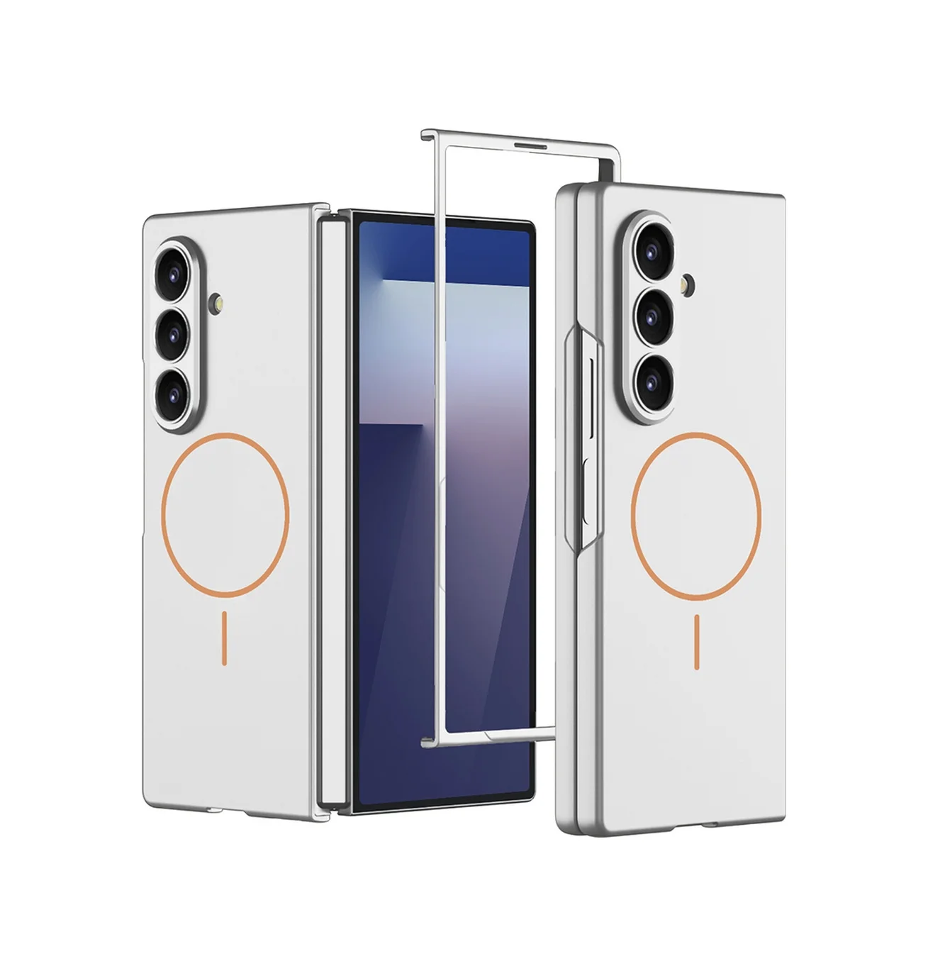 Lexroo Samsung Galaxy Uyumlu Z Fold 7 Kılıf Wireless Şarj Özellikli Kıpta M-safe Kılıf - Gümüş Lexroo Samsung Galaxy Uyumlu Z Fold 7 Kılıf Wireless Şarj Özellikli Kıpta M-safe Kılıf - Gümüş