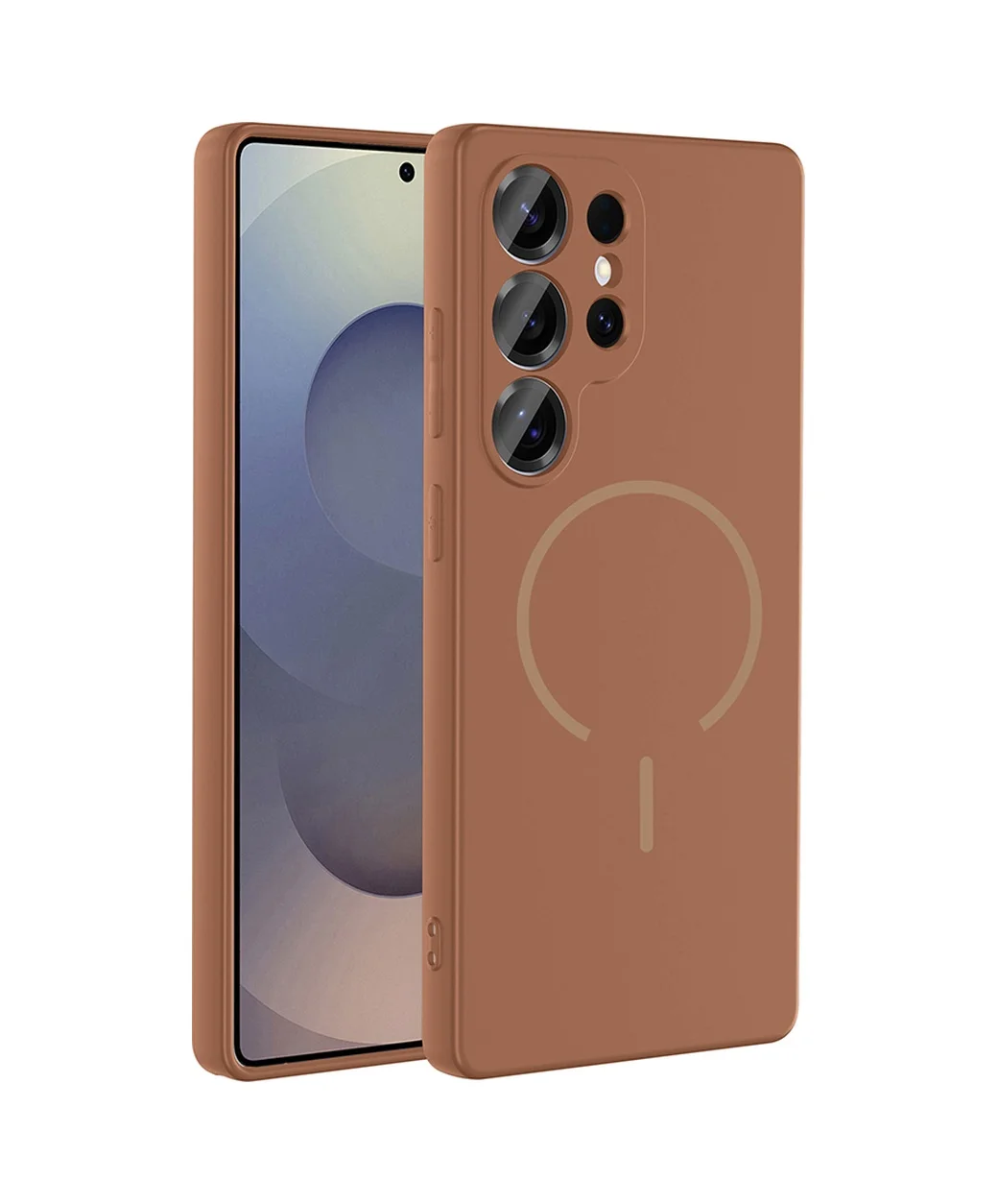 Lexroo Samsung Galaxy Uyumlu S24 Ultra Kılıf M-safe Şarj Özellikli Meta Kılıf - Kahverengi Lexroo Samsung Galaxy Uyumlu S24 Ultra Kılıf M-safe Şarj Özellikli Meta Kılıf - Kahverengi