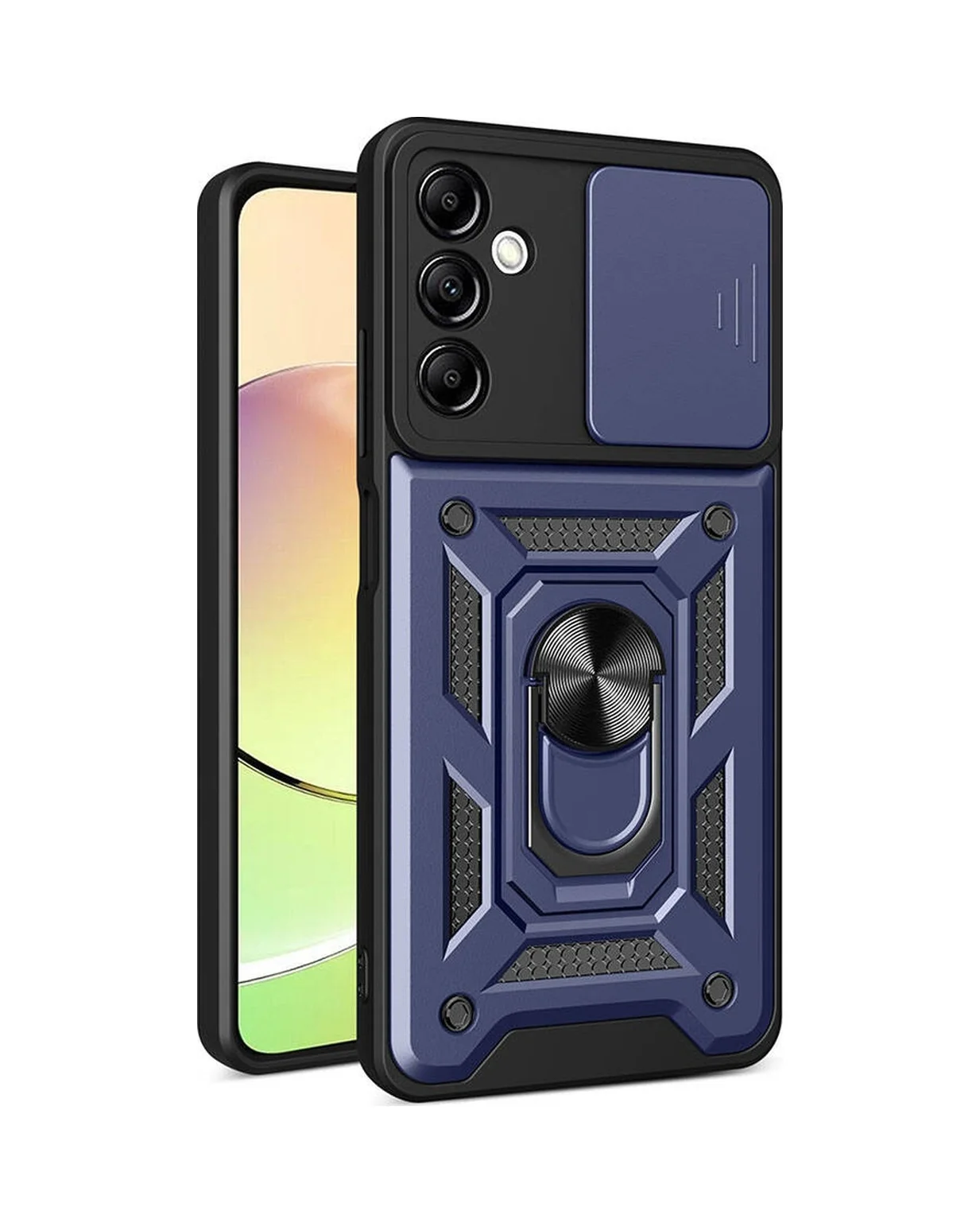 Lexroo Samsung Galaxy Uyumlu A14 Kılıf Magnetik Standlı Kamera Korumalı Sürgülü Vega Kılıf - Mavi Lexroo Samsung Galaxy Uyumlu A14 Kılıf Magnetik Standlı Kamera Korumalı Sürgülü Vega Kılıf - Mavi