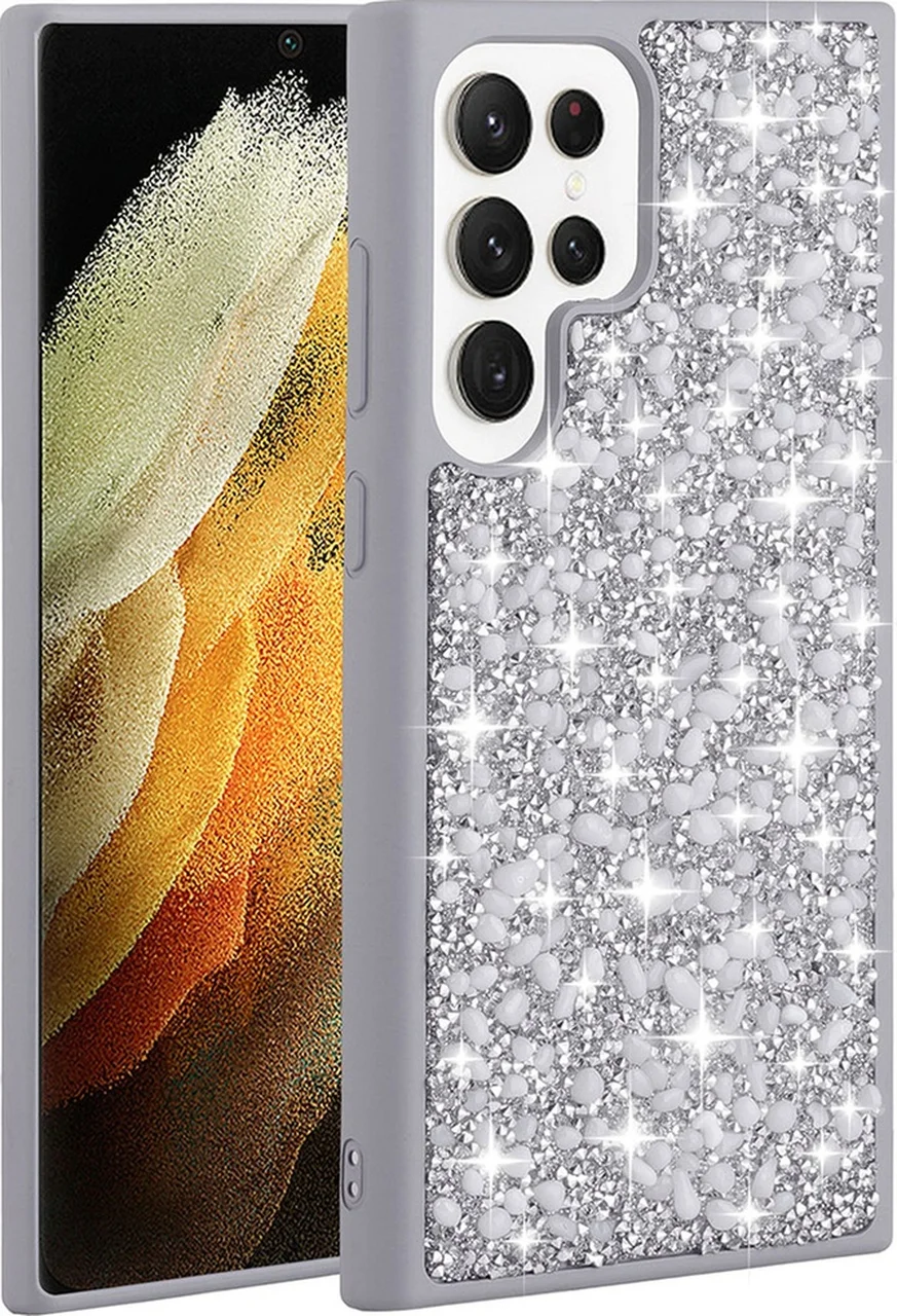 Lexroo Samsung Galaxy Uyumlu S23 Ultra Kılıf Parlak Taşlı Tasarım Linea Kılıf - Gümüş Lexroo Samsung Galaxy Uyumlu S23 Ultra Kılıf Parlak Taşlı Tasarım Linea Kılıf - Gümüş