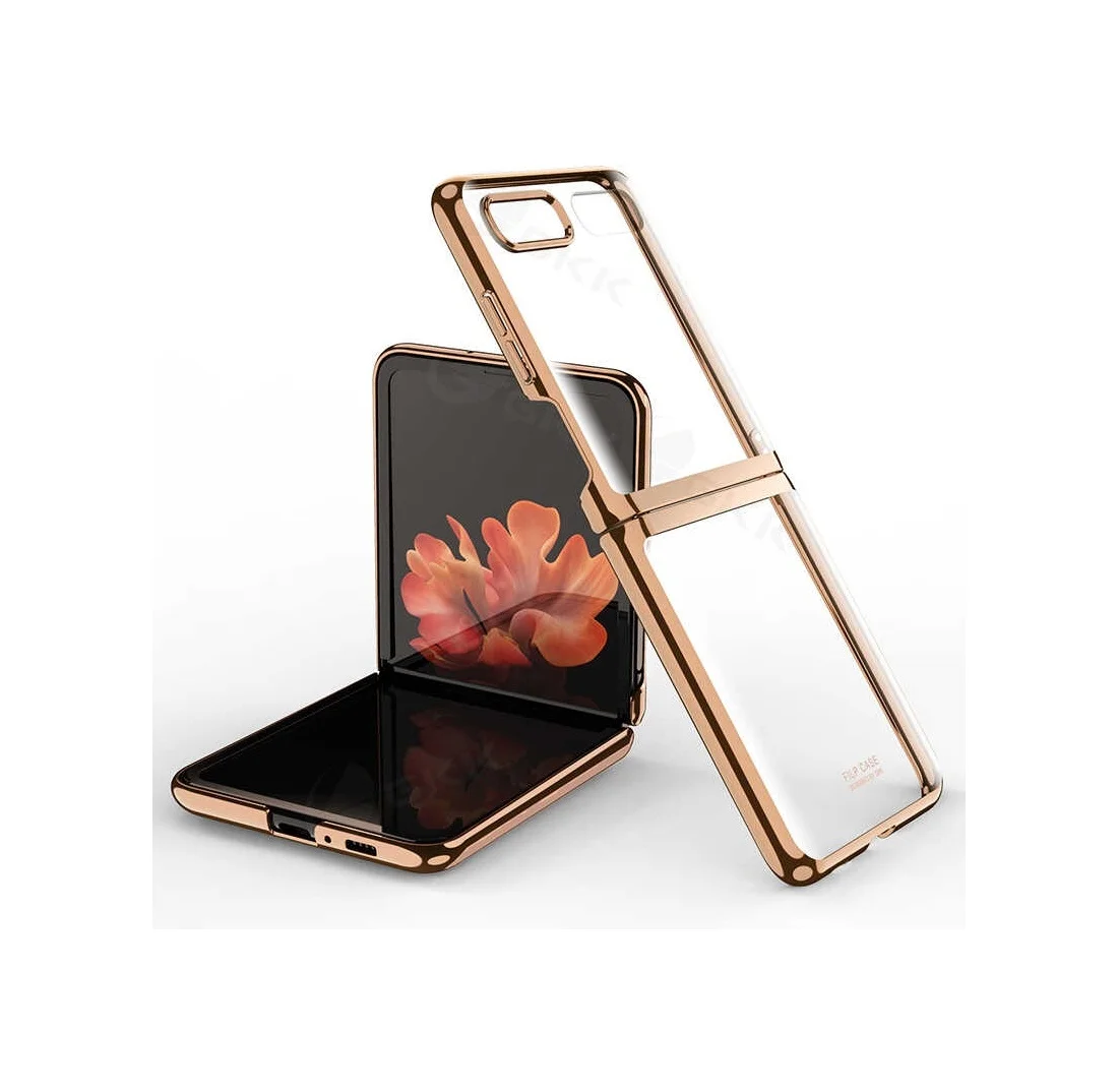 Lexroo Samsung Galaxy Uyumlu Z Flip Kılıf Kıpta Kılıf - Gold Lexroo Samsung Galaxy Uyumlu Z Flip Kılıf Kıpta Kılıf - Gold