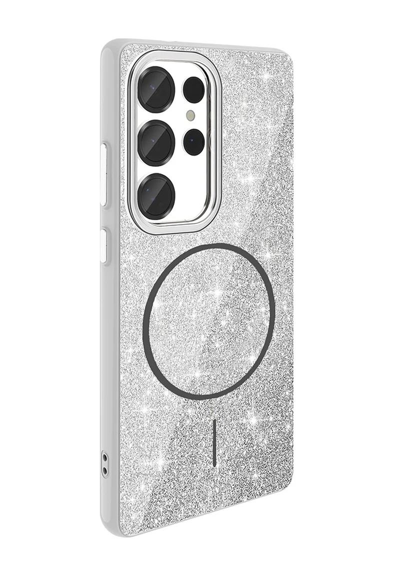 Lexroo Samsung Galaxy Uyumlu S25 Ultra Kılıf M-safe Şarj Özellikli Parlayan Simli Okso Kılıf - Beyaz Lexroo Samsung Galaxy Uyumlu S25 Ultra Kılıf M-safe Şarj Özellikli Parlayan Simli Okso Kılıf - Beyaz