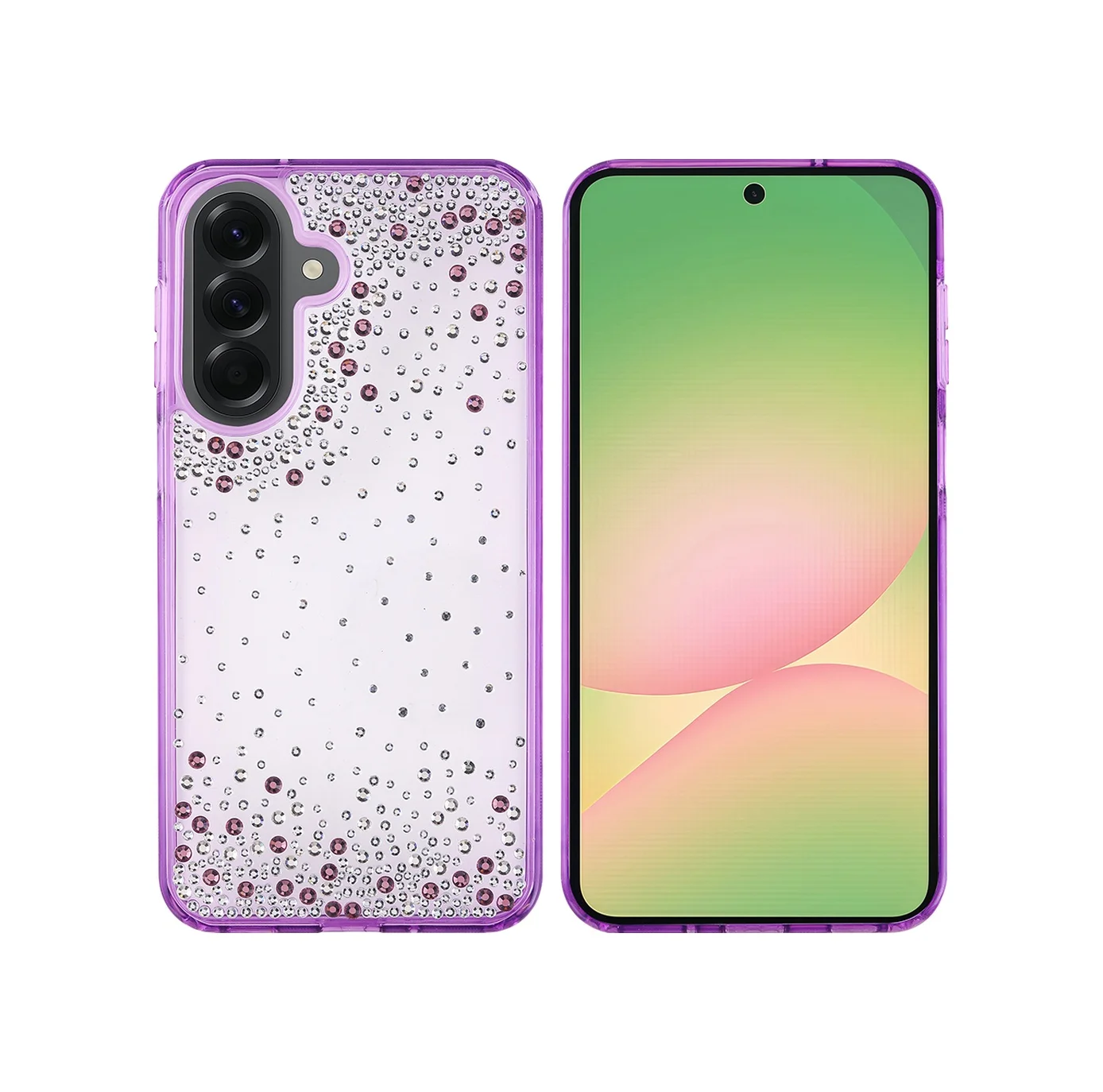 Lexroo Samsung Galaxy Uyumlu A56 Kılıf Airbag Tasarımlı Damla Taşlı Şeffaf Pera Silikon Kılıf - Mor Lexroo Samsung Galaxy Uyumlu A56 Kılıf Airbag Tasarımlı Damla Taşlı Şeffaf Pera Silikon Kılıf - Mor