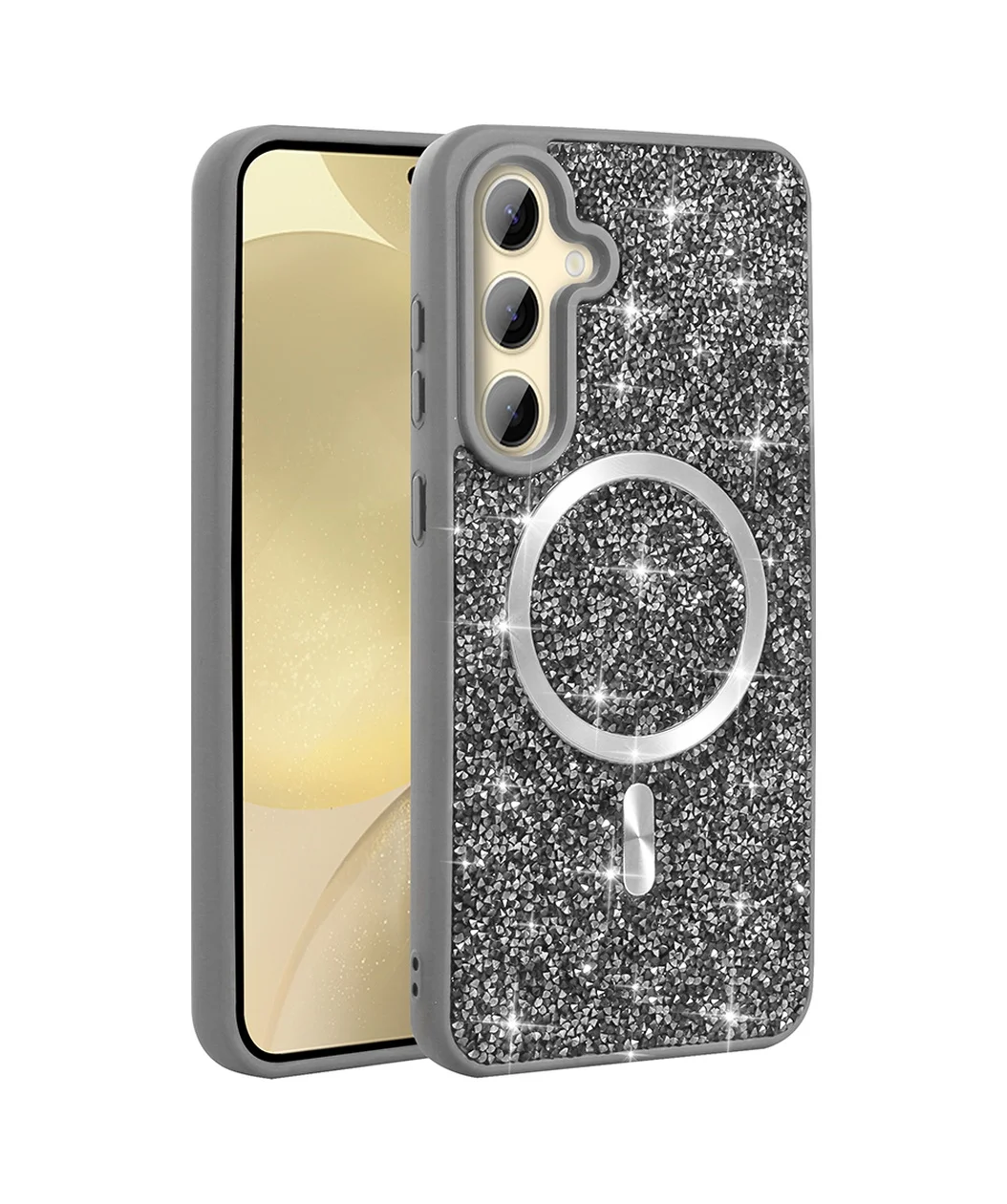 Lexroo Samsung Galaxy Uyumlu S26 Plus Kılıf Pırlanta Tasarımlı M-safe Şarj Özellikli Mozaik Silikon Kılıf Gri Lexroo Samsung Galaxy Uyumlu S26 Plus Kılıf Pırlanta Tasarımlı M-safe Şarj Özellikli Mozaik Silikon Kılıf Gri