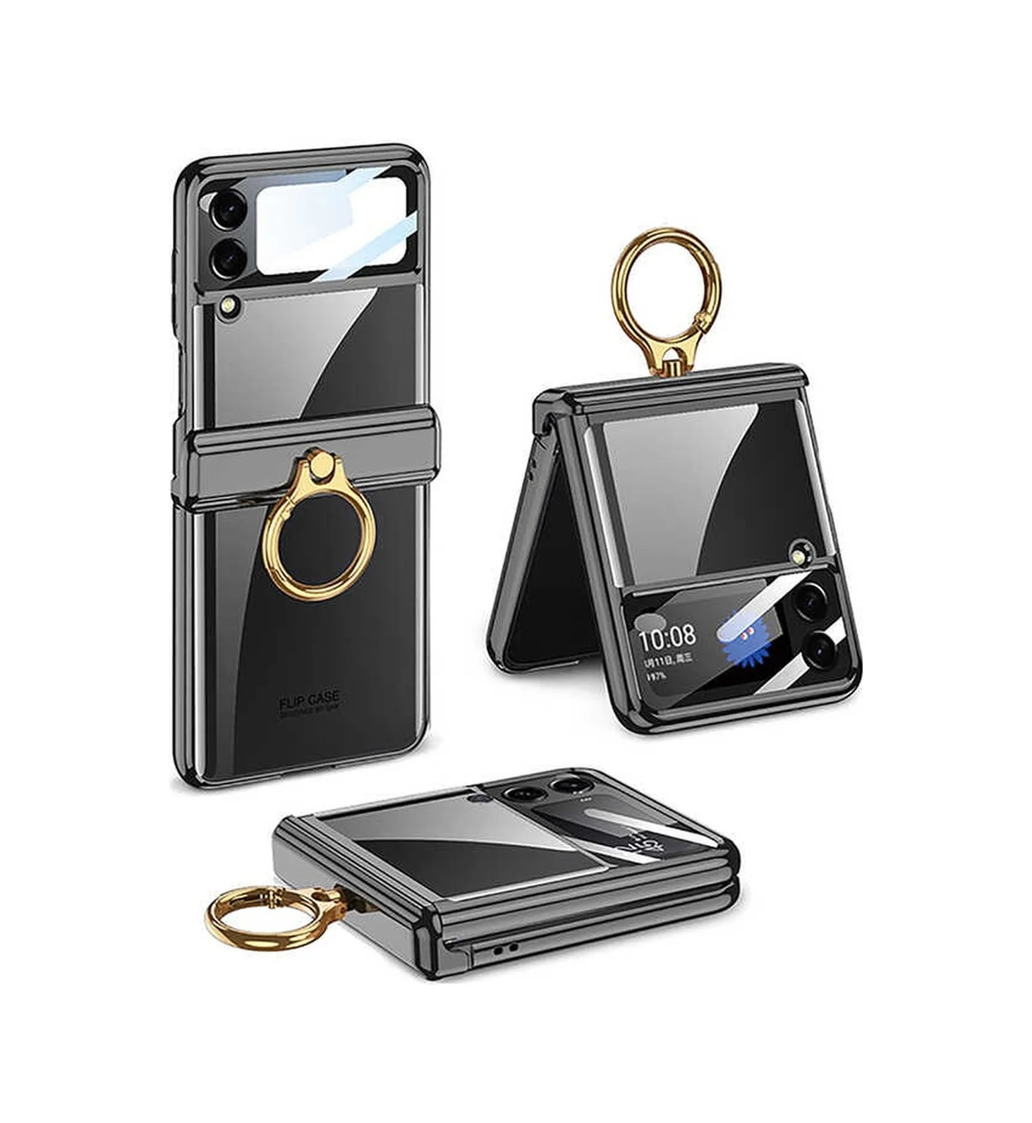 Lexroo Samsung Galaxy Uyumlu Z Flip 4 Kılıf Kıpta Yüzüklü Lens Korumalı Kılıf - Siyah Lexroo Samsung Galaxy Uyumlu Z Flip 4 Kılıf Kıpta Yüzüklü Lens Korumalı Kılıf - Siyah