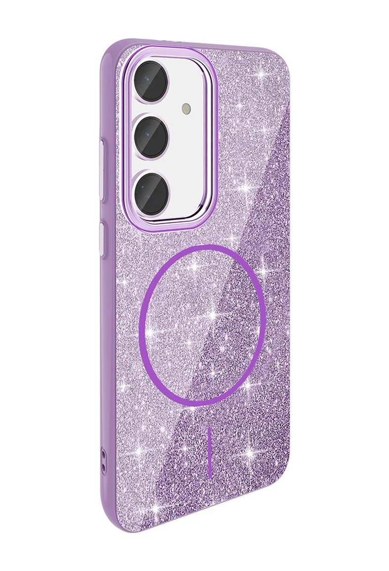 Lexroo Samsung Galaxy Uyumlu S24 Fe Kılıf M-safe Şarj Özellikli Parlayan Simli Okso Kılıf - Derin Mor Lexroo Samsung Galaxy Uyumlu S24 Fe Kılıf M-safe Şarj Özellikli Parlayan Simli Okso Kılıf - Derin Mor