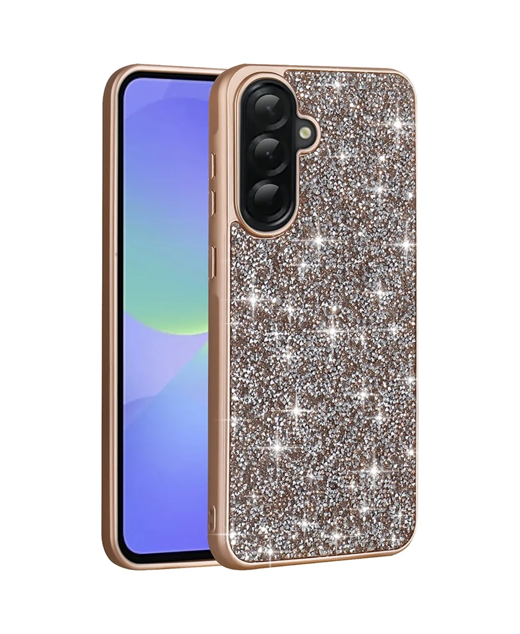 Lexroo Samsung Galaxy Uyumlu A56 Kılıf Parlak Taşlı Tasarım Pırlanta Kılıf - Gold Lexroo Samsung Galaxy Uyumlu A56 Kılıf Parlak Taşlı Tasarım Pırlanta Kılıf - Gold