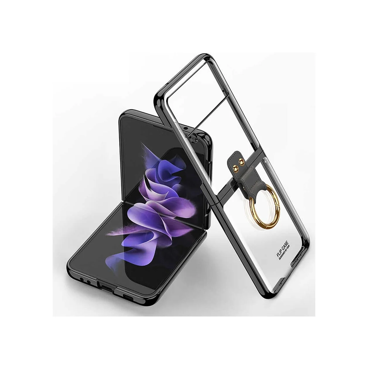 Lexroo Samsung Galaxy Uyumlu Z Flip 3 Kılıf Yüzüklü Kıpta Kılıf - Siyah Lexroo Samsung Galaxy Uyumlu Z Flip 3 Kılıf Yüzüklü Kıpta Kılıf - Siyah