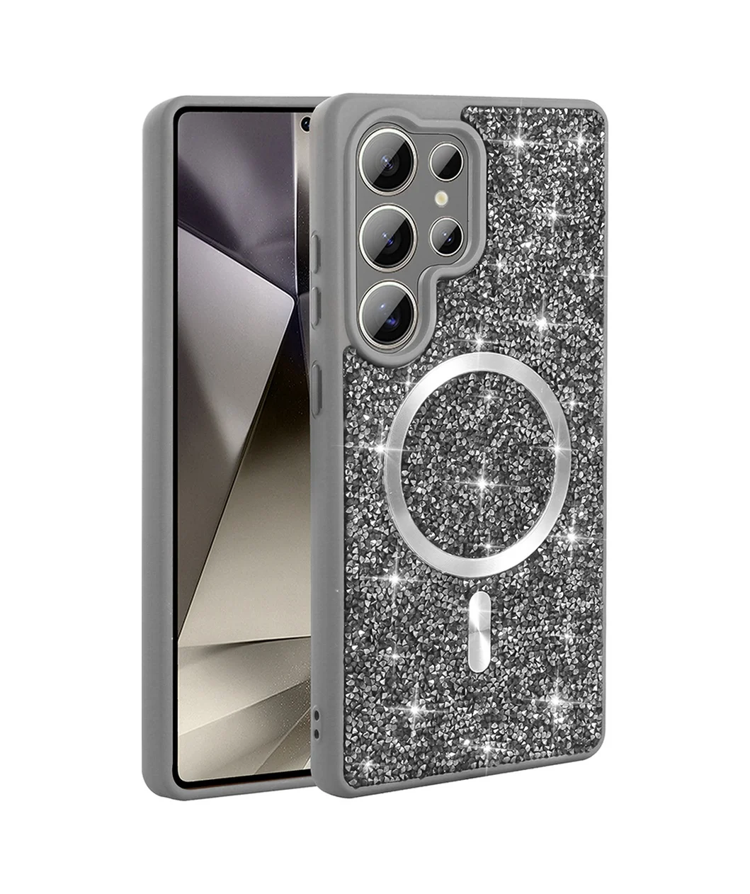Lexroo Samsung Galaxy Uyumlu S26 Ultra Kılıf Pırlanta Tasarımlı M-safe Şarj Özellikli Mozaik Silikon Kılıf Gri Lexroo Samsung Galaxy Uyumlu S26 Ultra Kılıf Pırlanta Tasarımlı M-safe Şarj Özellikli Mozaik Silikon Kılıf Gri