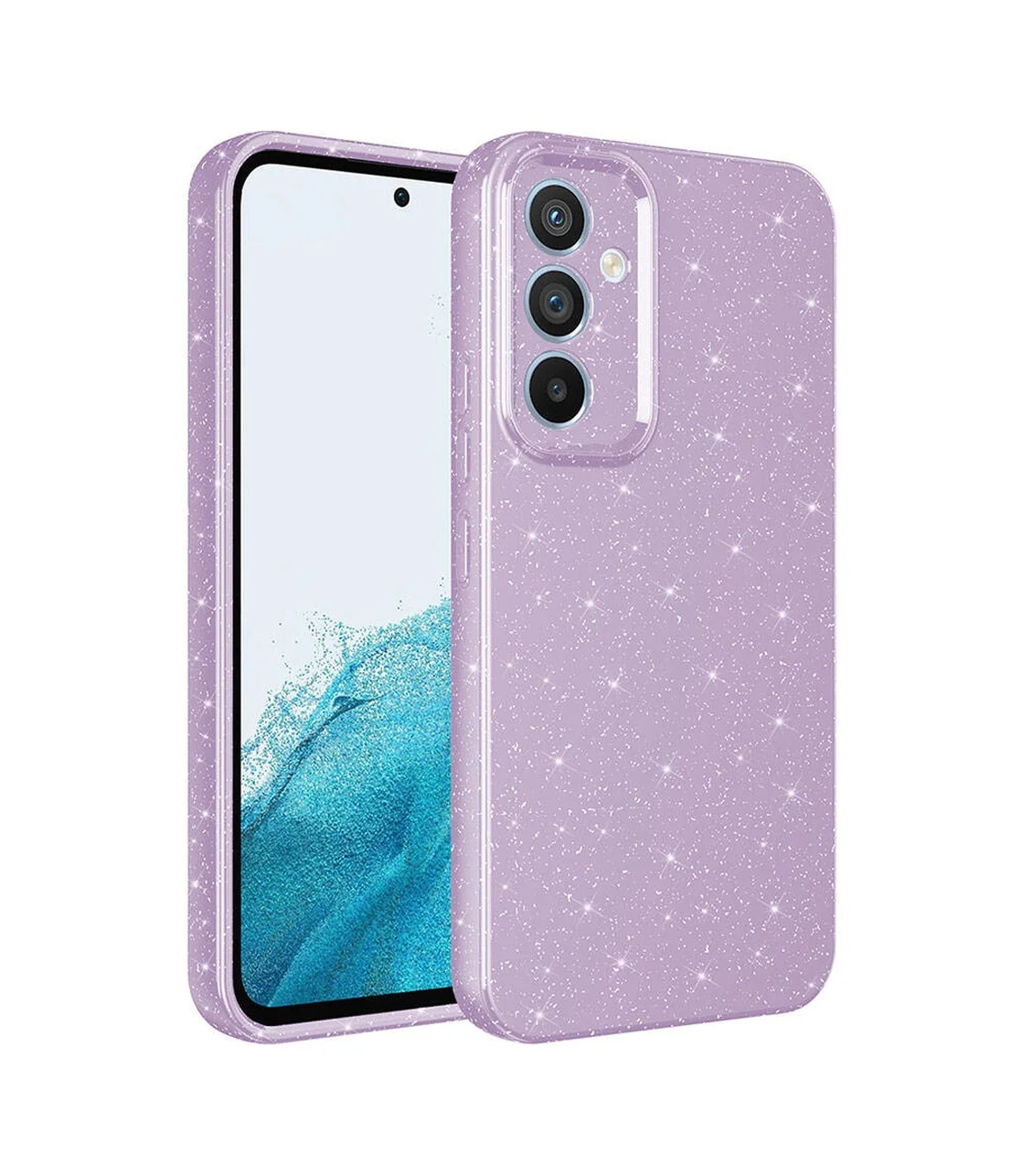 Lexroo Samsung Galaxy Uyumlu S23 Fe Kılıf Kamera Korumalı Simli Lüks Koton Kılıf - Lila Lexroo Samsung Galaxy Uyumlu S23 Fe Kılıf Kamera Korumalı Simli Lüks Koton Kılıf - Lila
