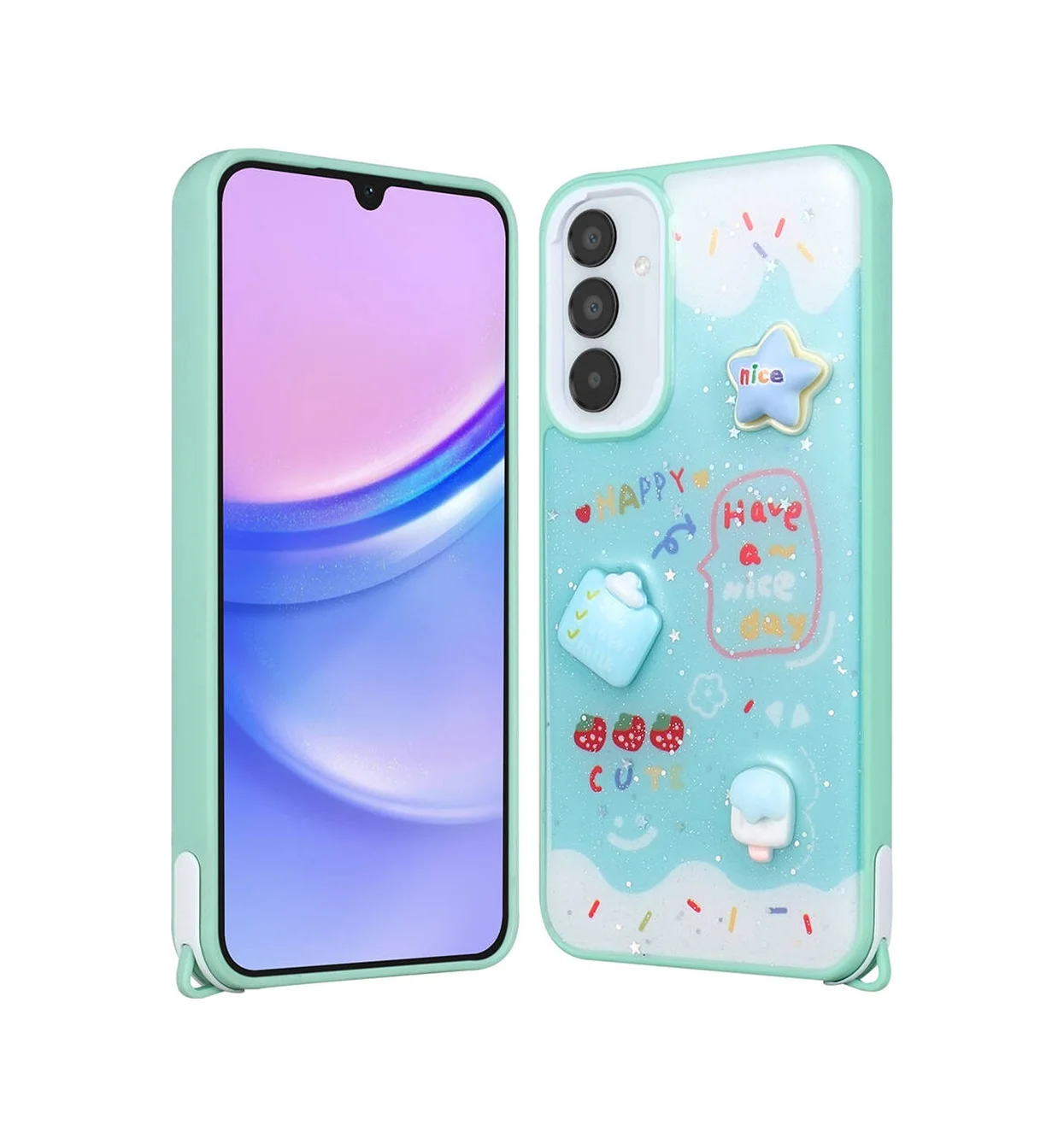 Lexroo Samsung Galaxy Uyumlu A25 Kılıf Parlayan Simli Kabartma Figürlü Cevze Kılıf - Yeşil Lexroo Samsung Galaxy Uyumlu A25 Kılıf Parlayan Simli Kabartma Figürlü Cevze Kılıf - Yeşil