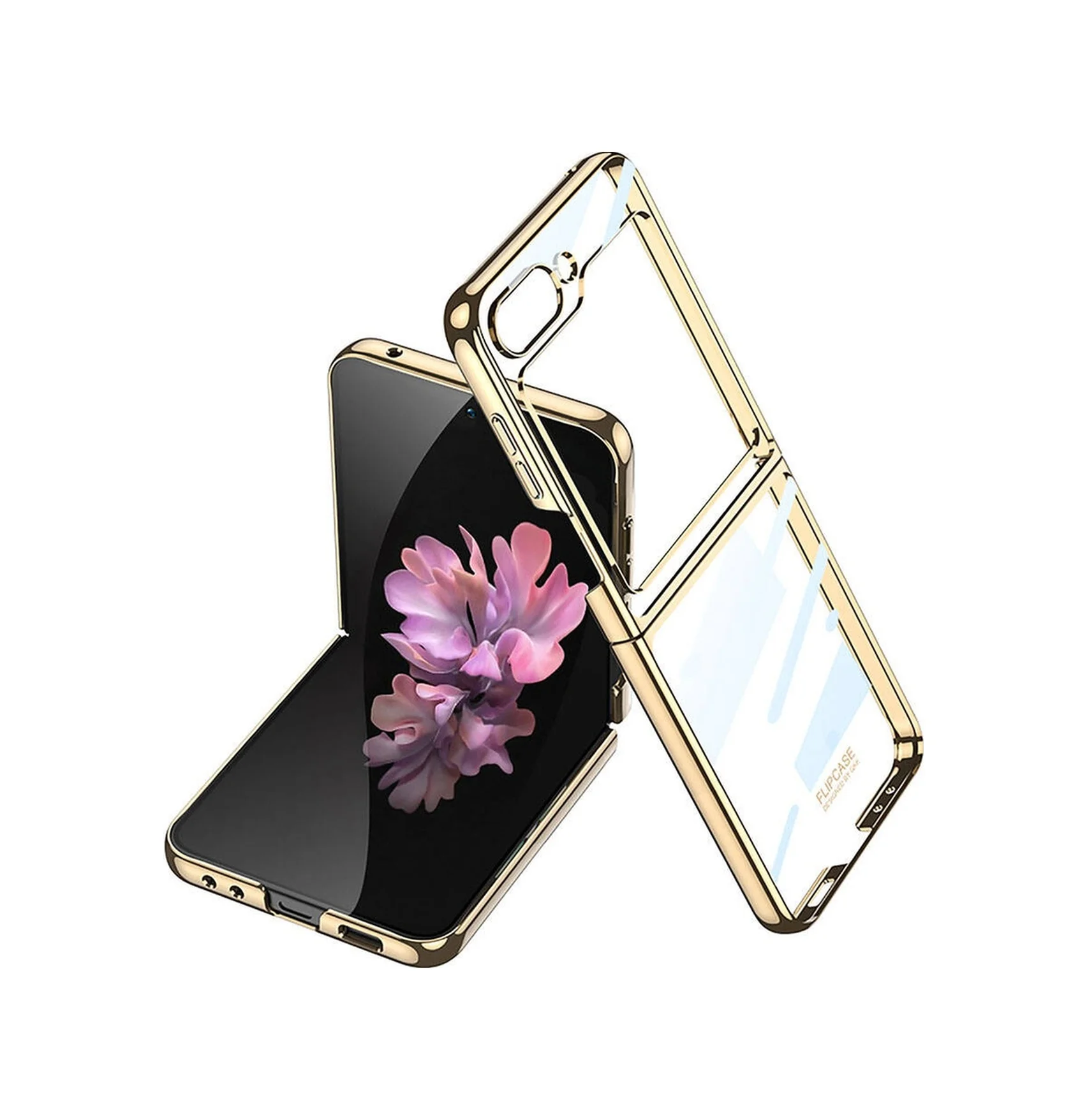 Lexroo Samsung Galaxy Uyumlu Z Flip 6 Kılıf Full Camlı Kıpta Kılıf - Gold Lexroo Samsung Galaxy Uyumlu Z Flip 6 Kılıf Full Camlı Kıpta Kılıf - Gold