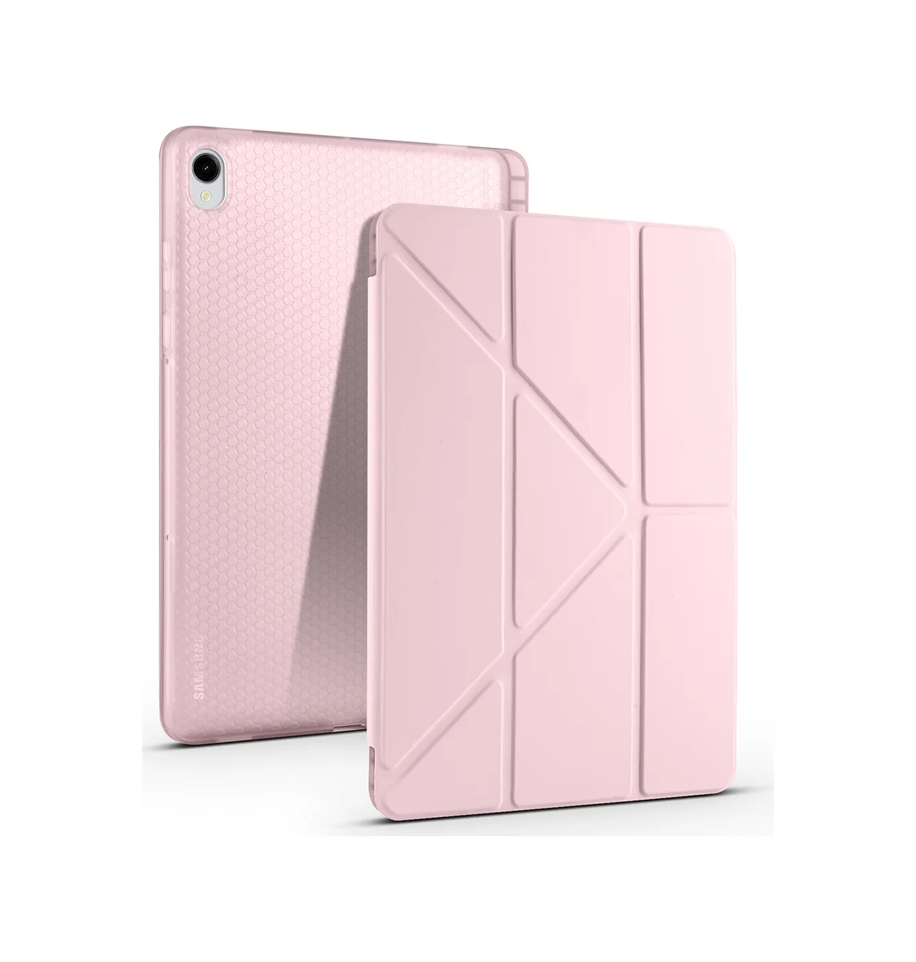 Lexroo Samsung Uyumlu Galaxy Tab S11 Kılıf Tri Folding Kalem Bölmeli Standlı Kılıf - Rose Gold Silikon Lexroo Samsung Uyumlu Galaxy Tab S11 Kılıf Tri Folding Kalem Bölmeli Standlı Kılıf - Rose Gold Silikon