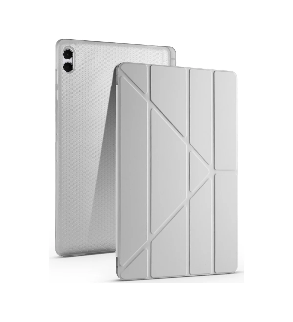 Lexroo Samsung Uyumlu Galaxy Tab S11 Ultra Kılıf Tri Folding Kalem Bölmeli Standlı Kılıf - Gri Silikon Lexroo Samsung Uyumlu Galaxy Tab S11 Ultra Kılıf Tri Folding Kalem Bölmeli Standlı Kılıf - Gri Silikon