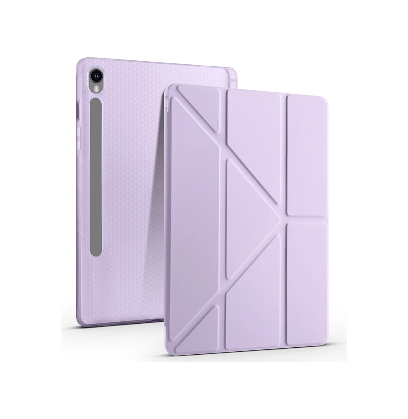 Lexroo Samsung Uyumlu Galaxy Tab S10 Lite Kılıf Tri Folding Kalem Bölmeli Standlı Kılıf - Lila Silikon Lexroo Samsung Uyumlu Galaxy Tab S10 Lite Kılıf Tri Folding Kalem Bölmeli Standlı Kılıf - Lila Silikon