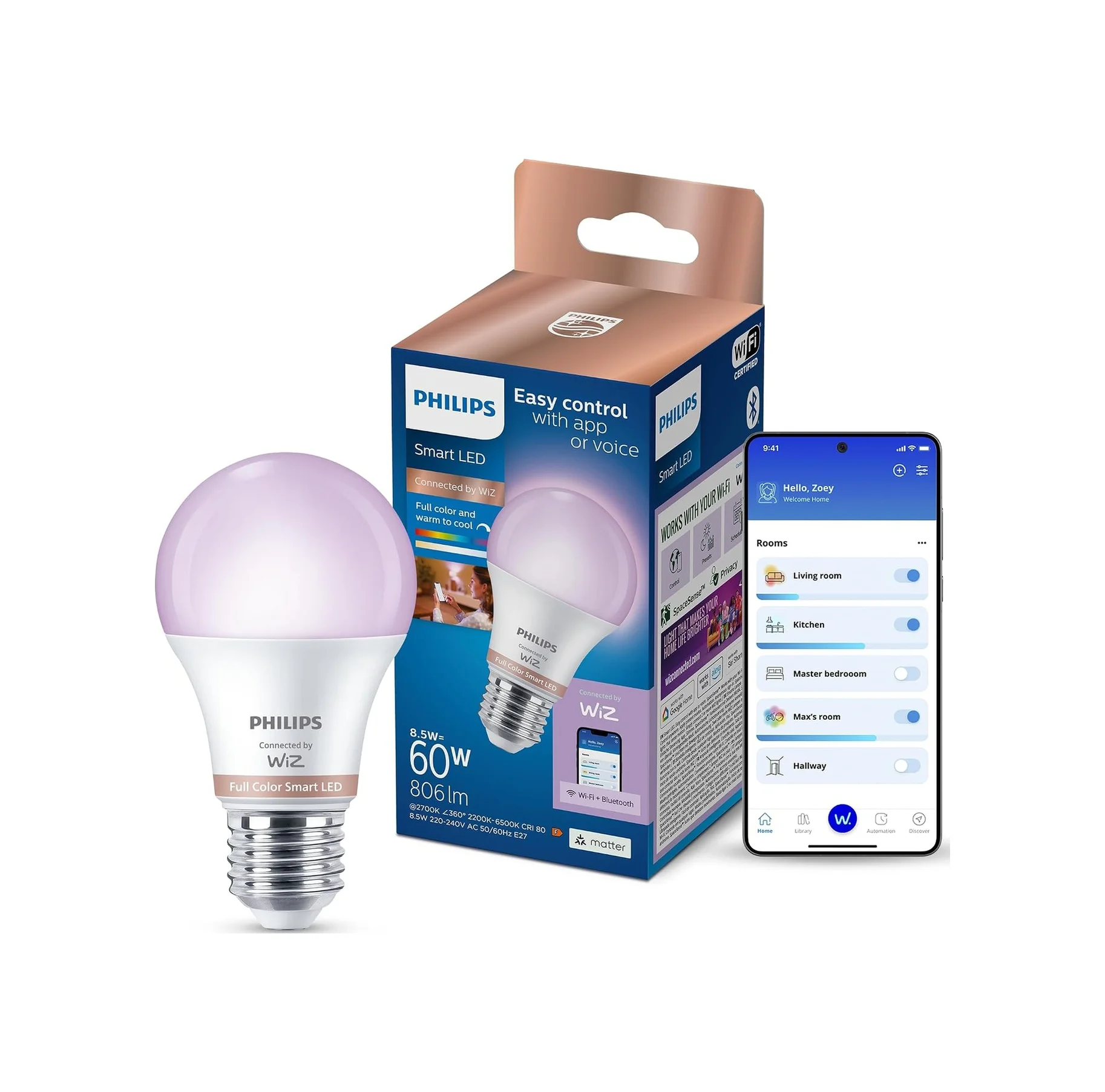 Lexroo Smart Led Ampul A60 E27 60w Eşdeğer Rgb - Google Home, Alexa, Homekit Ve Matter Uyumlu Beyaz Işık Lexroo Smart Led Ampul A60 E27 60w Eşdeğer Rgb - Google Home, Alexa, Homekit Ve Matter Uyumlu Beyaz Işık