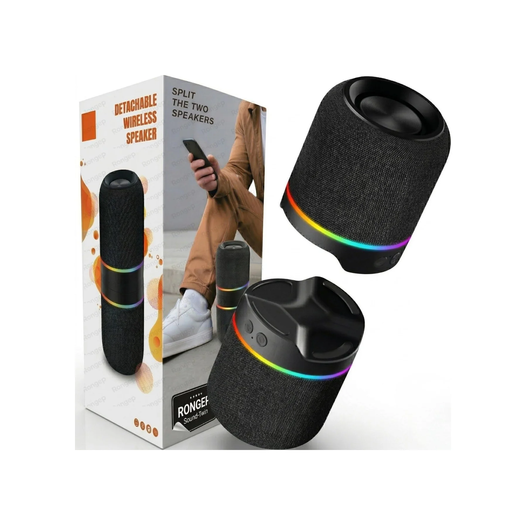 Lexroo Taşınabilir Bluetooth Hoparlör Sound-twin 10w Tws Stereo İki Parçaya Ayrılabilen Rgb Işıklı Lexroo Taşınabilir Bluetooth Hoparlör Sound-twin 10w Tws Stereo İki Parçaya Ayrılabilen Rgb Işıklı