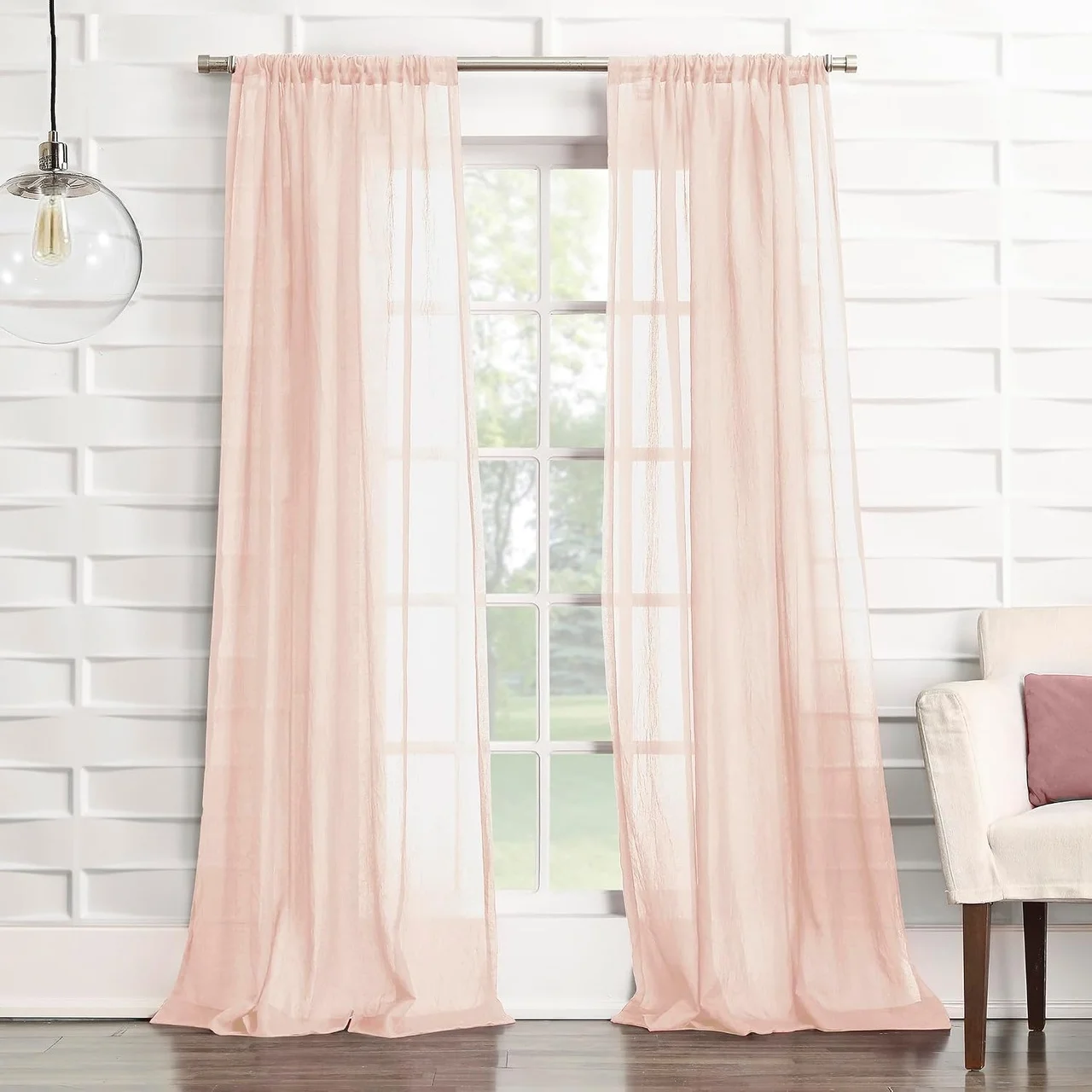 Lexroo Tayla Ezilmiş Doku Yarı Şeffaf Çubuk Cep Perde Paneli, 127 Cm X 213 Cm, Pembe Lexroo Tayla Ezilmiş Doku Yarı Şeffaf Çubuk Cep Perde Paneli, 127 Cm X 213 Cm, Pembe
