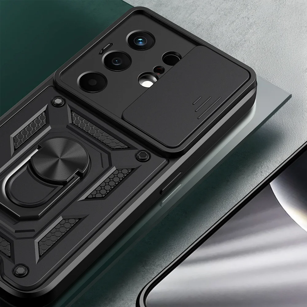 Lexroo Tecno Camon 50 Kılıf Magnetik Standlı Kamera Korumalı Sürgülü Vega Kılıf - Siyah Lexroo Tecno Camon 50 Kılıf Magnetik Standlı Kamera Korumalı Sürgülü Vega Kılıf - Siyah