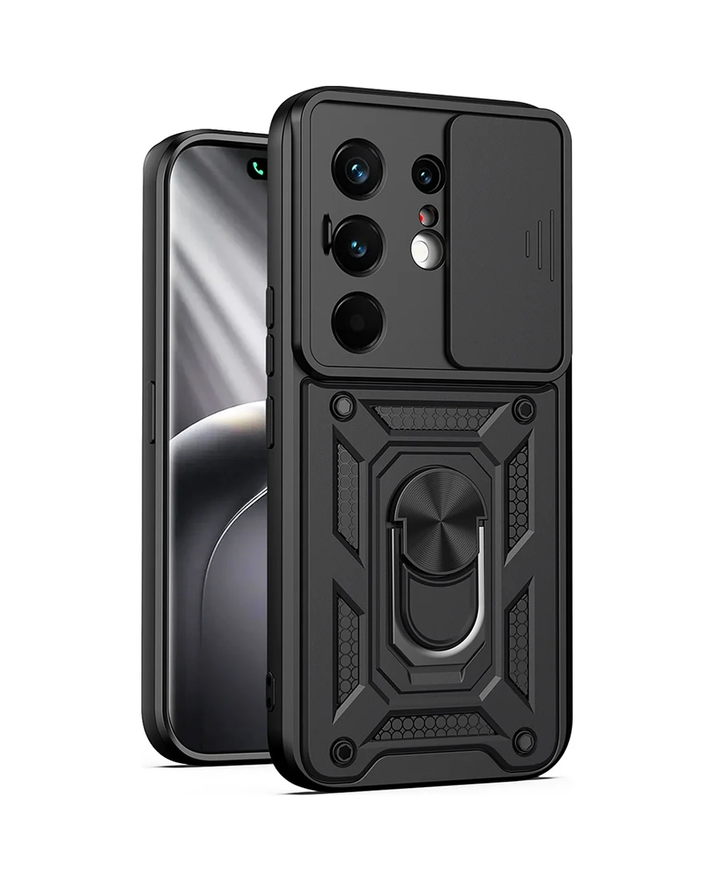 Lexroo Tecno Camon 50 Pro Kılıf Magnetik Standlı Kamera Korumalı Sürgülü Vega Kılıf - Siyah Lexroo Tecno Camon 50 Pro Kılıf Magnetik Standlı Kamera Korumalı Sürgülü Vega Kılıf - Siyah