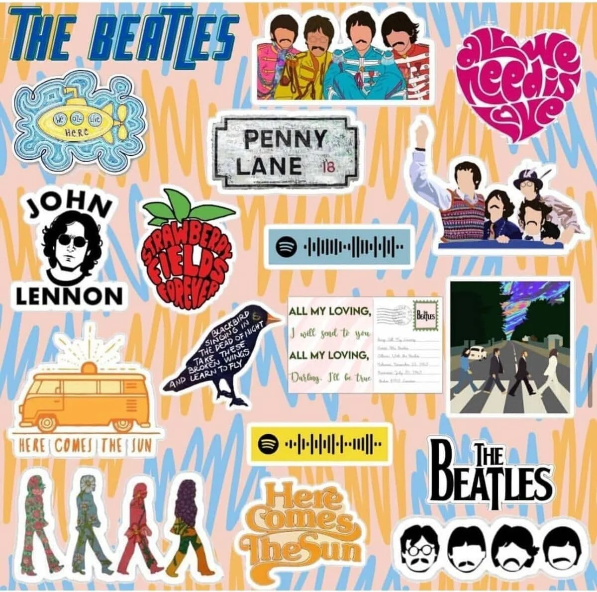 Lexroo The Beatles Sticker Seti Laptop Notebook Telefon Etiket Journal Çok Renkli Lexroo The Beatles Sticker Seti Laptop Notebook Telefon Etiket Journal Çok Renkli
