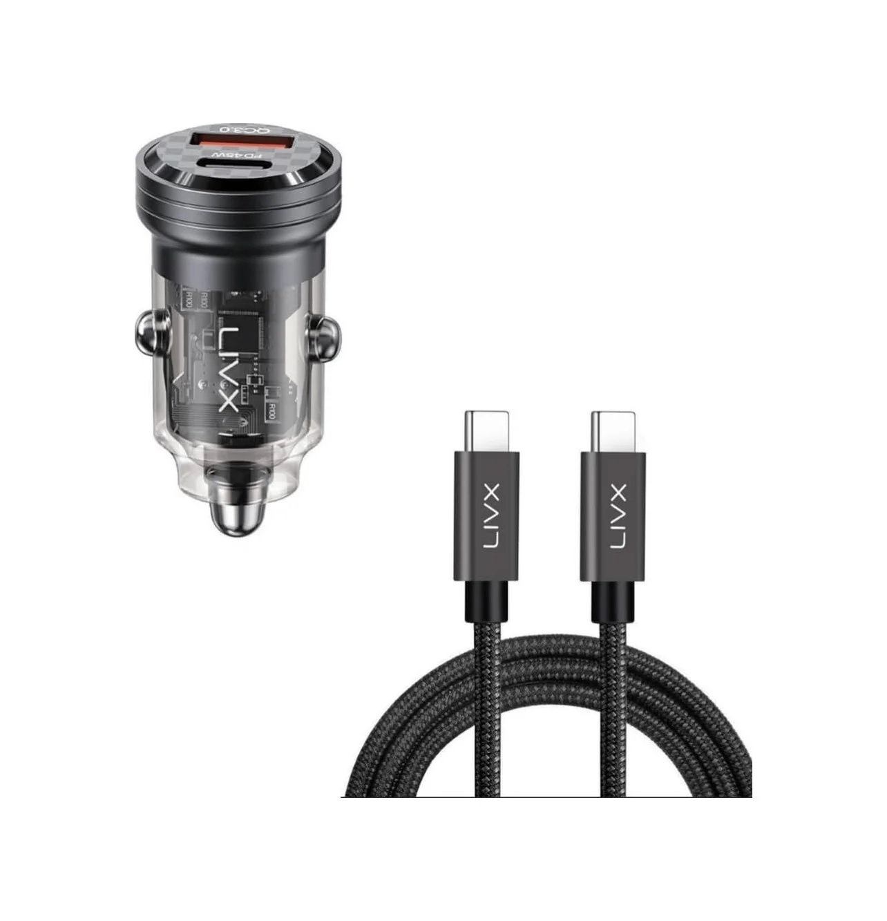 Lexroo Transparent 45w Pd/qc Mini Araç Şarj Cihazı Ve 1 Metre Hızlı Şarj Ve Data Kablosu L35 Standart Lexroo Transparent 45w Pd/qc Mini Araç Şarj Cihazı Ve 1 Metre Hızlı Şarj Ve Data Kablosu L35 Standart
