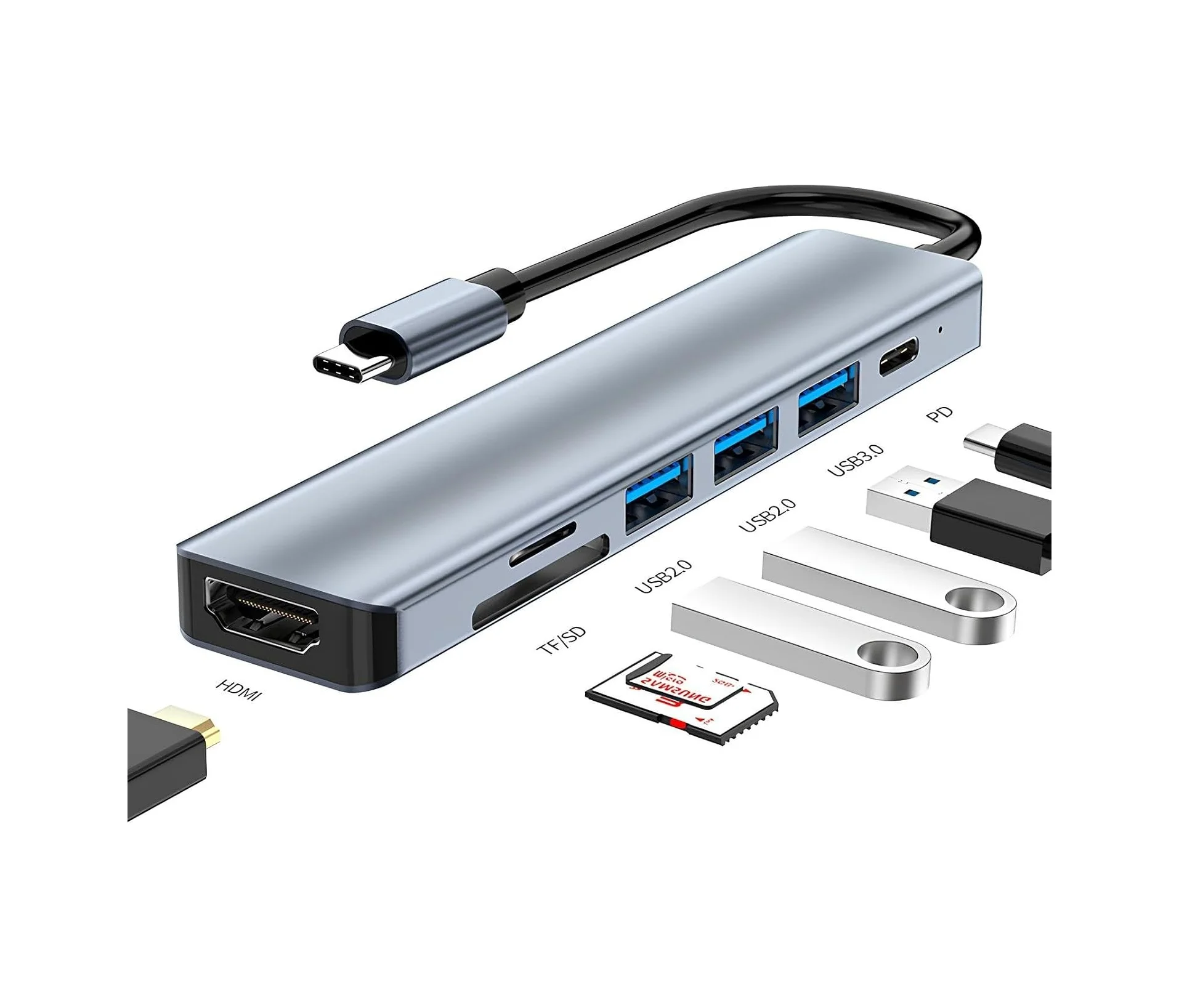 Lexroo Type C Hub, 100w Pd Şarj Ve Veri Transfer Type-c Port 4k 30hz Veya 1080p 60hz Hdmı Lexroo Type C Hub, 100w Pd Şarj Ve Veri Transfer Type-c Port 4k 30hz Veya 1080p 60hz Hdmı