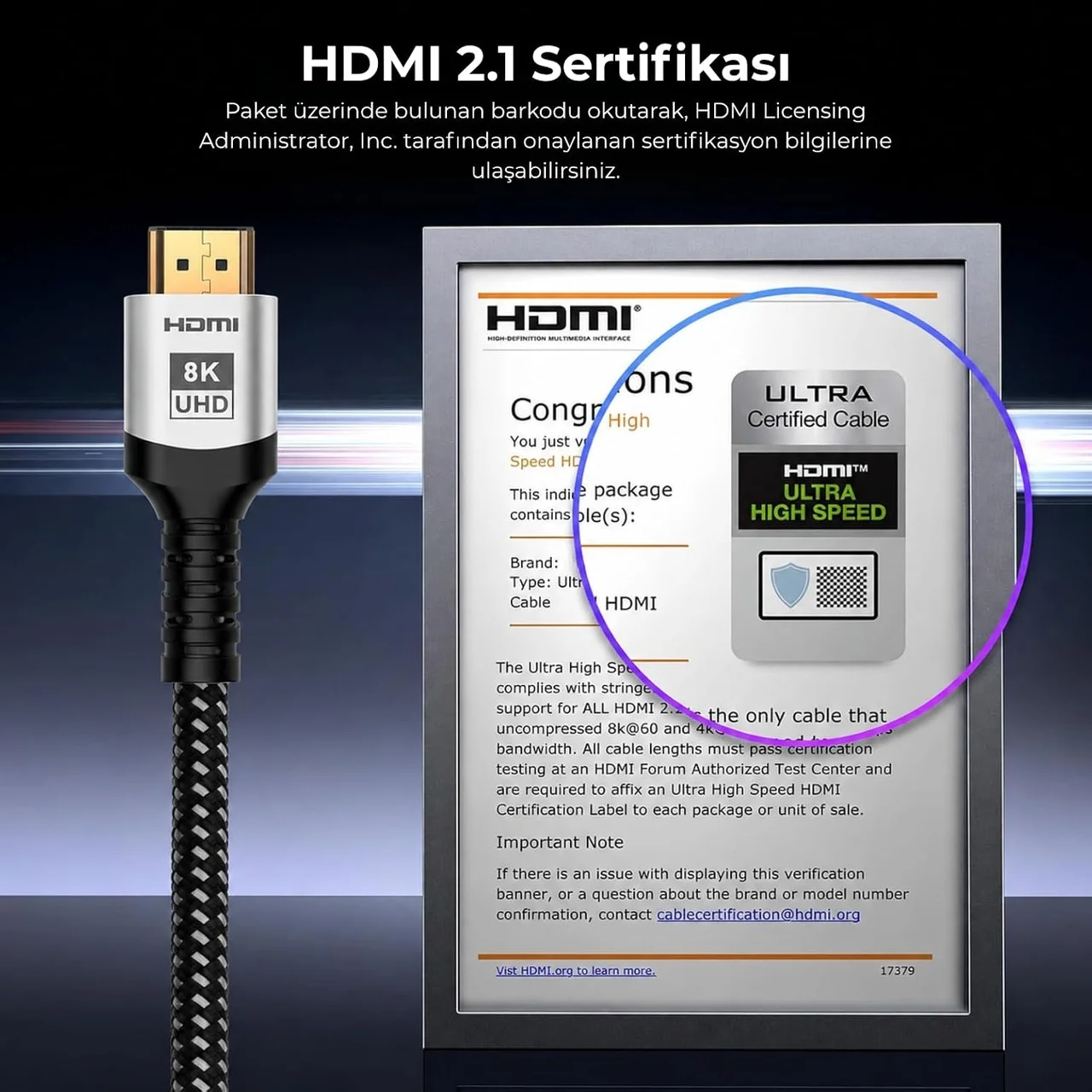 Lexroo Ultra Sertifikalı Hdmı 2.1 Kablo, 8k 60hz, 4k 240hz, 48 Gbit/s, Hdmı Sertifikalı - 2 Metre Lexroo Ultra Sertifikalı Hdmı 2.1 Kablo, 8k 60hz, 4k 240hz, 48 Gbit/s, Hdmı Sertifikalı - 2 Metre