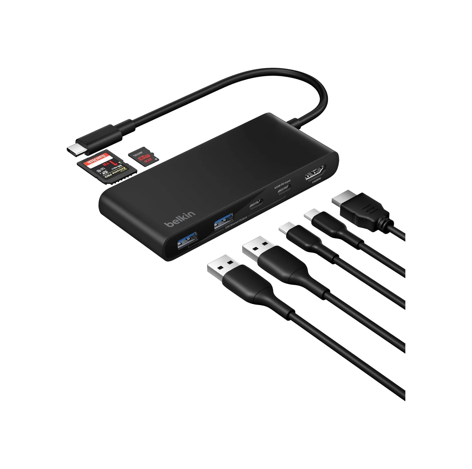 Lexroo Usb-c Hub, 7 Portlu, 60 Hz De 4k Hdmı Ekran Desteği, Sd Ve Microsd Yuvaları, 100w Güç İletimi Lexroo Usb-c Hub, 7 Portlu, 60 Hz De 4k Hdmı Ekran Desteği, Sd Ve Microsd Yuvaları, 100w Güç İletimi