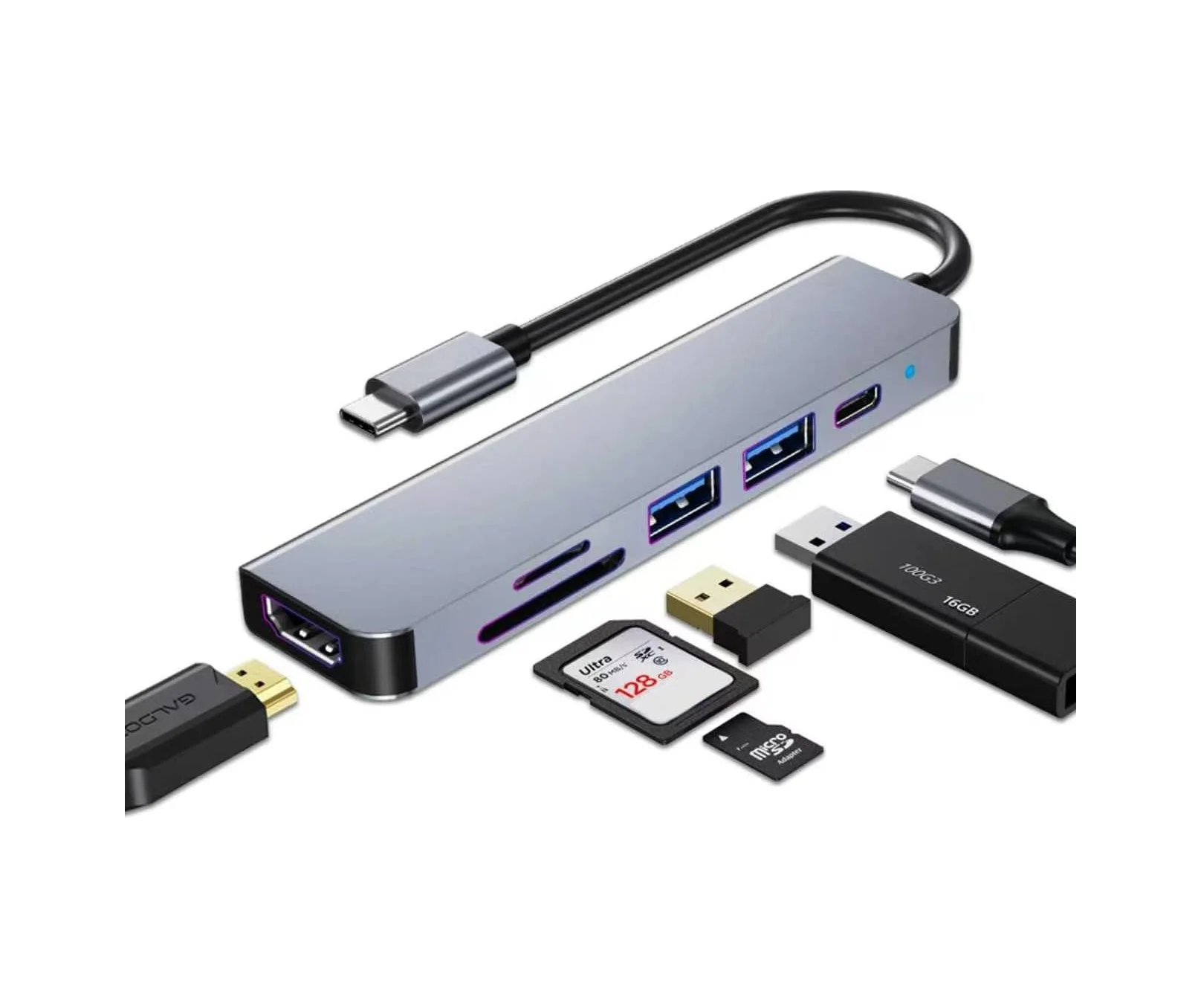 Lexroo Usb C Hub, Macbook Uyumlu Pro Ve Hava Aksesuarları İçin Çoklu Bağlantı Noktalı Usb C Adaptörü Lexroo Usb C Hub, Macbook Uyumlu Pro Ve Hava Aksesuarları İçin Çoklu Bağlantı Noktalı Usb C Adaptörü